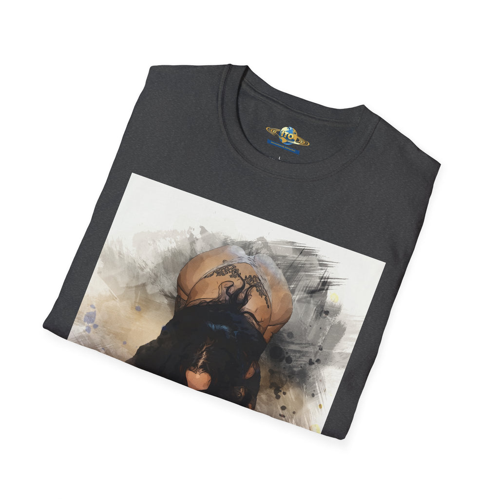 Artistic Watercolor Pin-Up Tee — Sensual Back-View Illustration