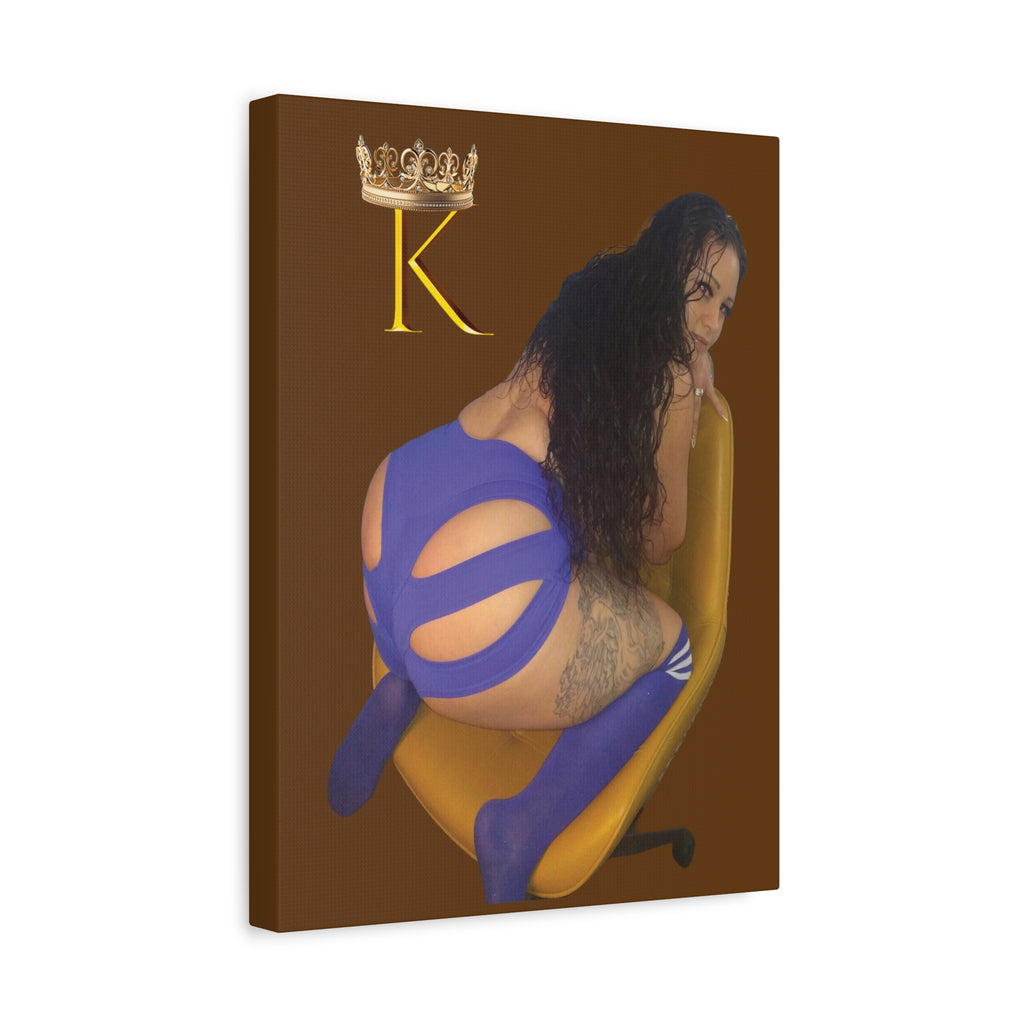 Seductive Queen Canvas Art – ’K’ Crown Pin-Up Matte Stretched Print