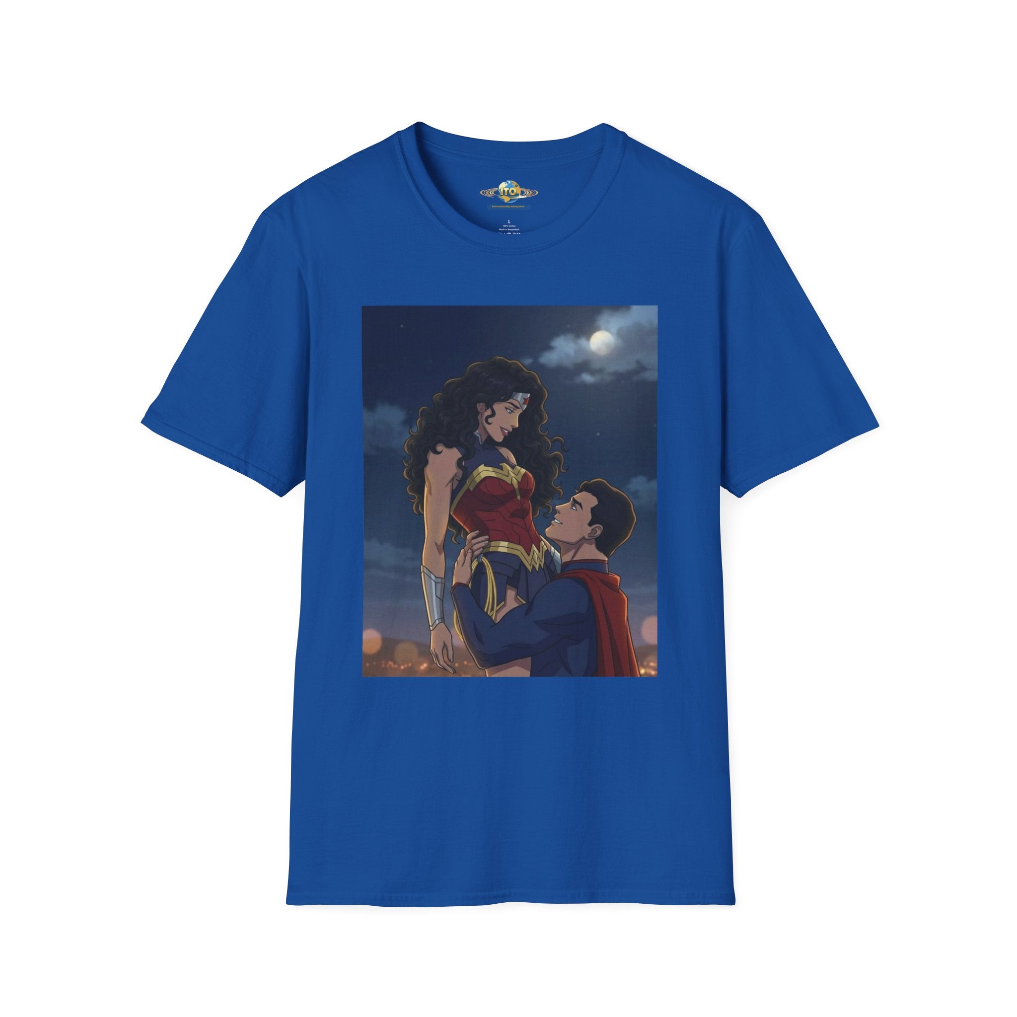 Wonder Woman & Superman Romantic Illustration T-Shirt — Night Sky Couples Tee