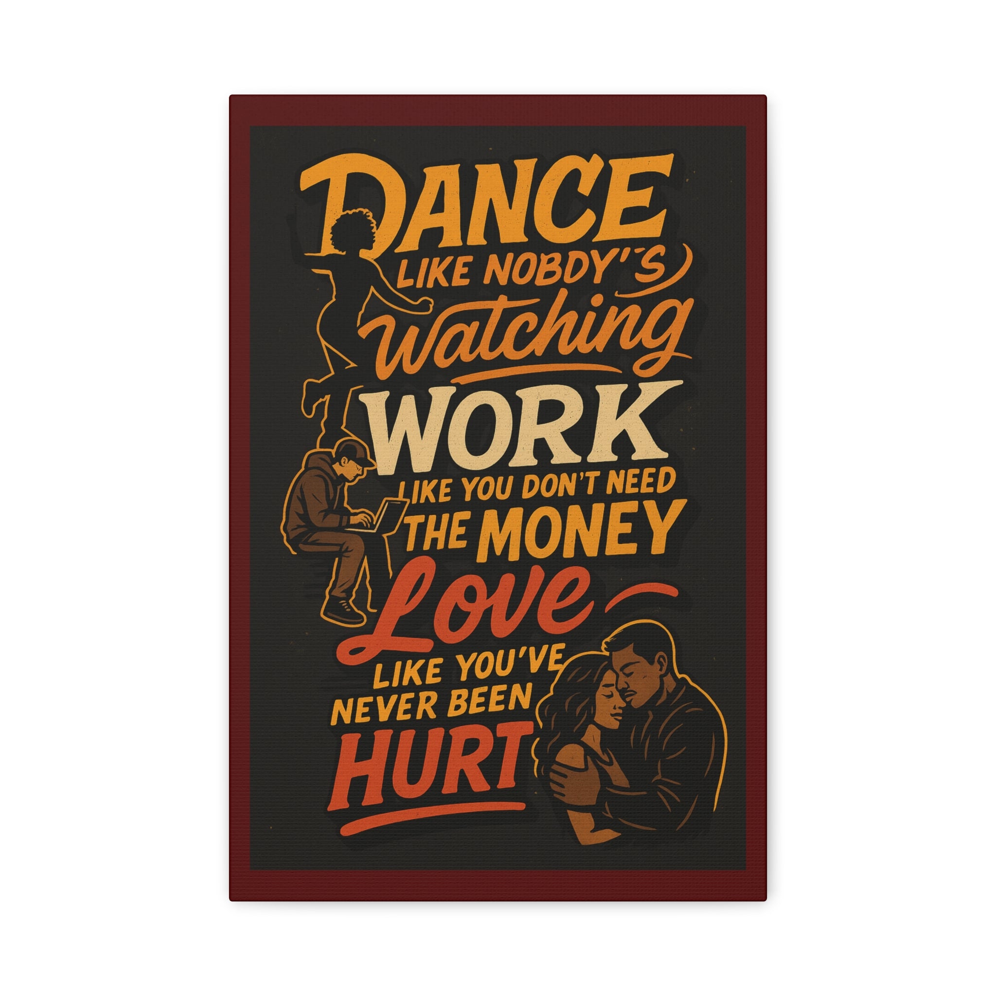Motivational Quote Canvas — “Dance Like Nobody’s Watching” Stretched Matte Wall Art