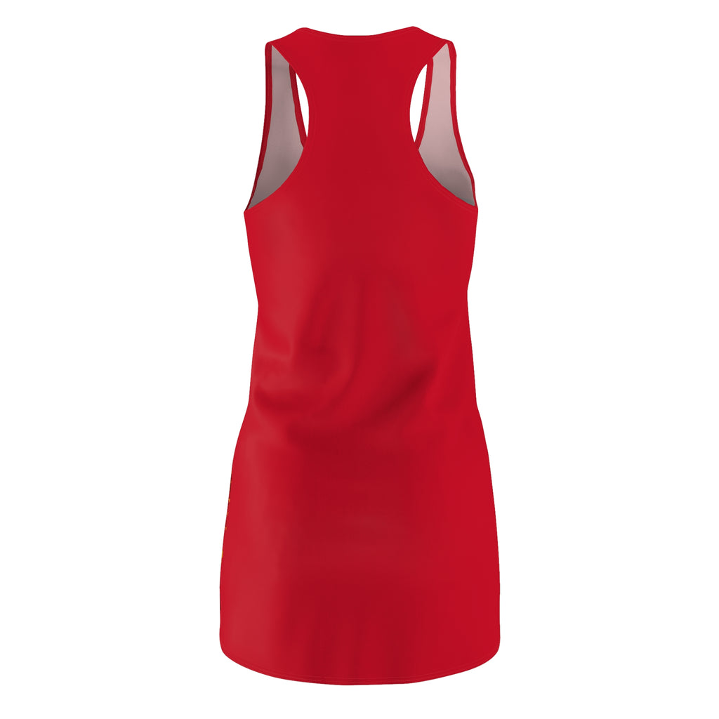 Caribbean Goddess Racerback Dress — Tropical Red AOP Sundress