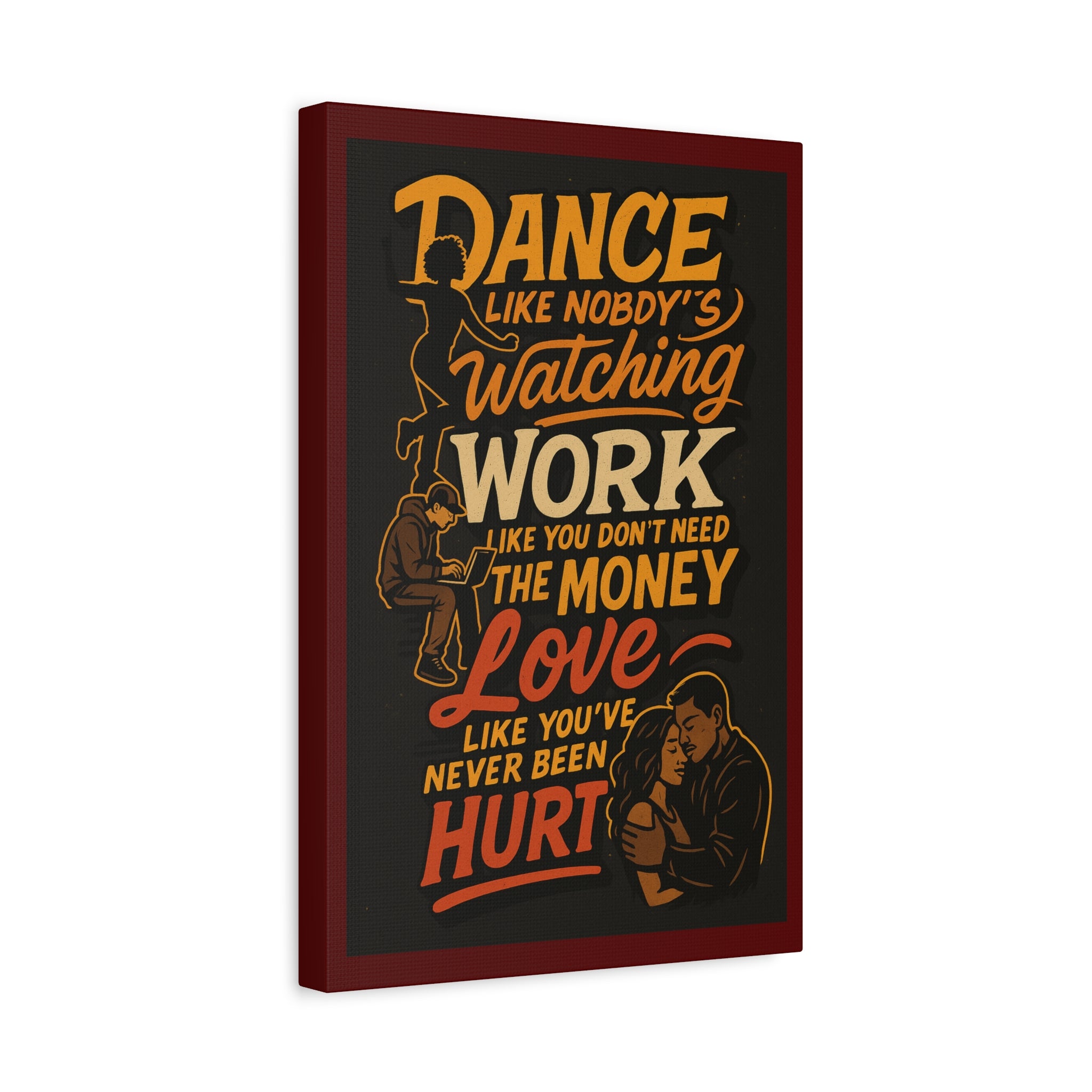 Motivational Quote Canvas — “Dance Like Nobody’s Watching” Stretched Matte Wall Art