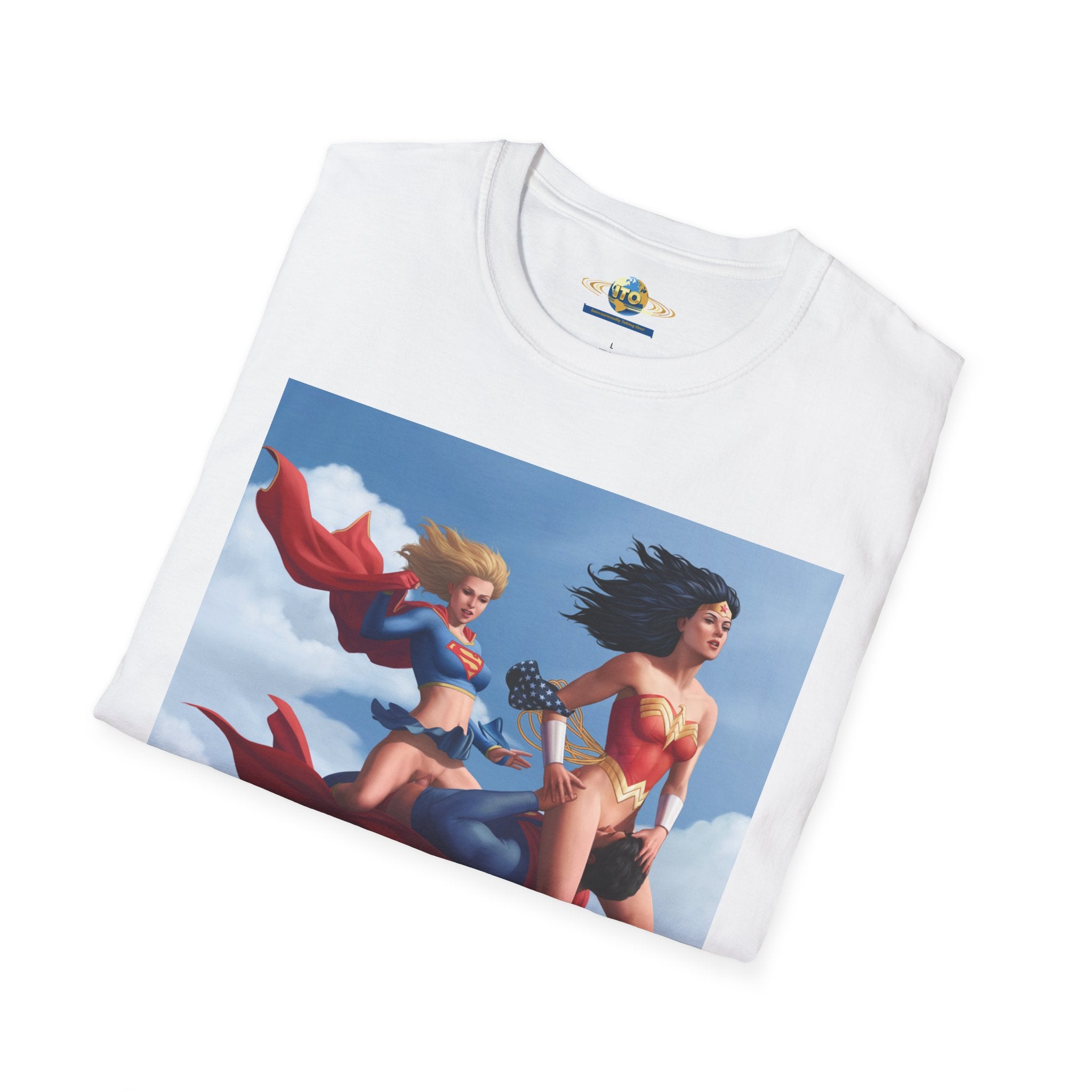 Superhero Tro T-Shirt — Vintage Flying Wonder Women Illustration