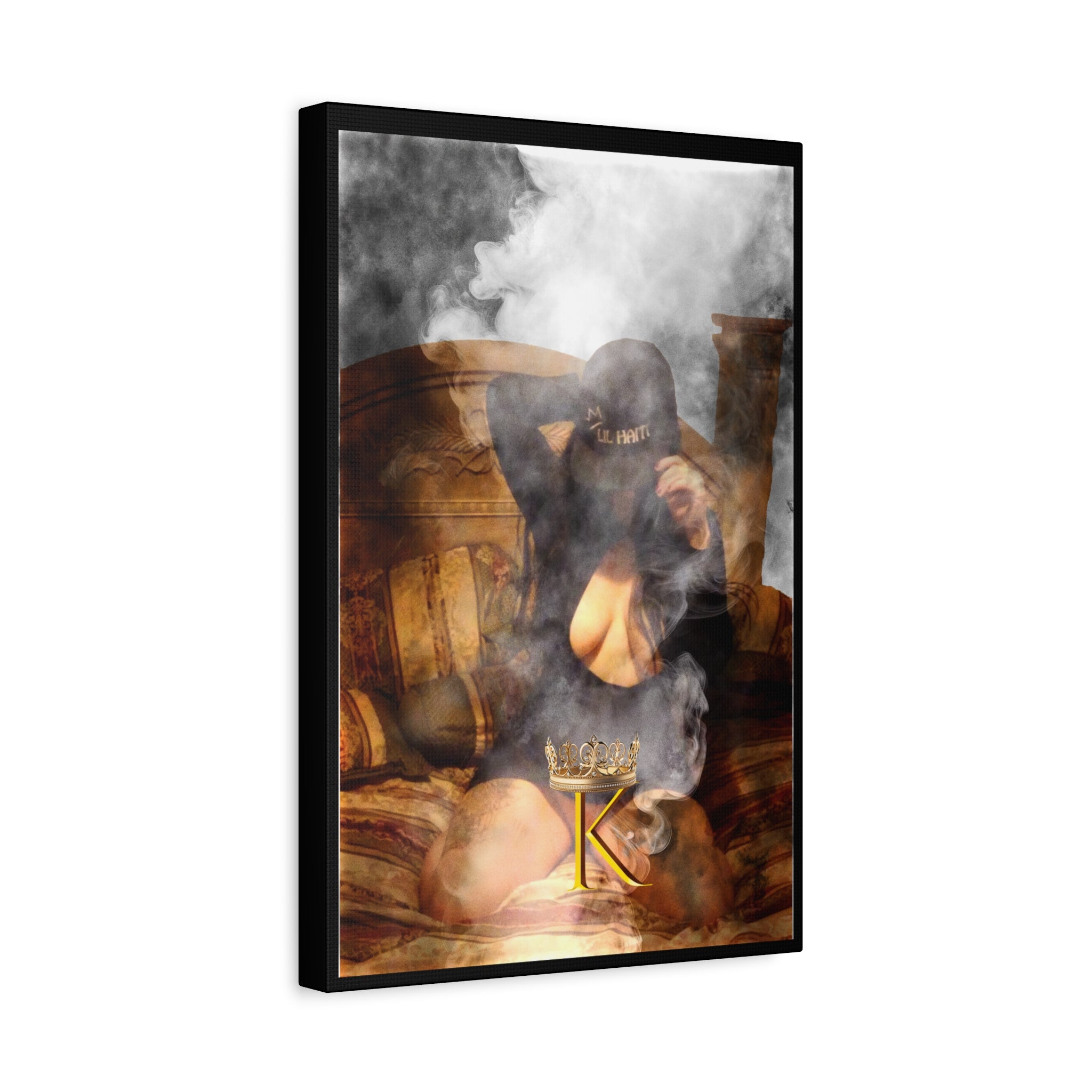 Smoky Boudoir Canvas Print — 'K' Crown Matte Stretched Wall Art