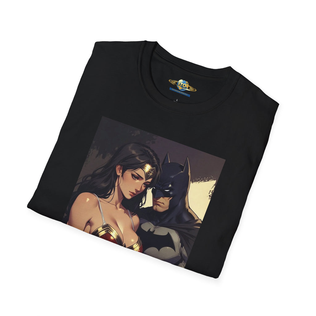 Batman & Wonder Woman Portrait T‑Shirt — Romantic Superhero Art Tee