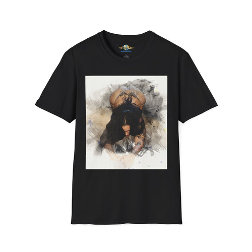Artistic Watercolor Pin-Up Tee — Sensual Back-View Illustration