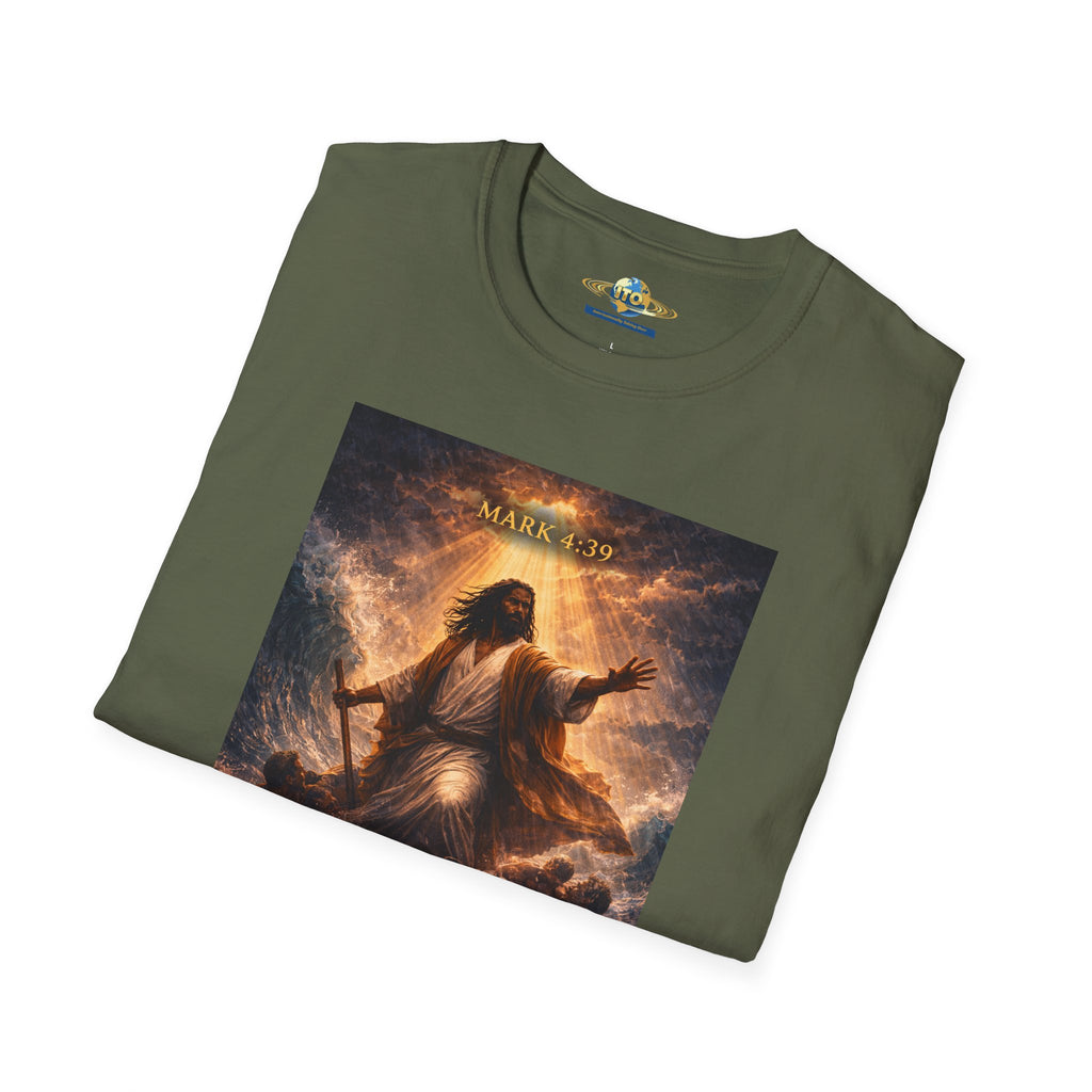 Jesus Calming the Storm T-Shirt — "Peace Be Still" Christian Faith Tee