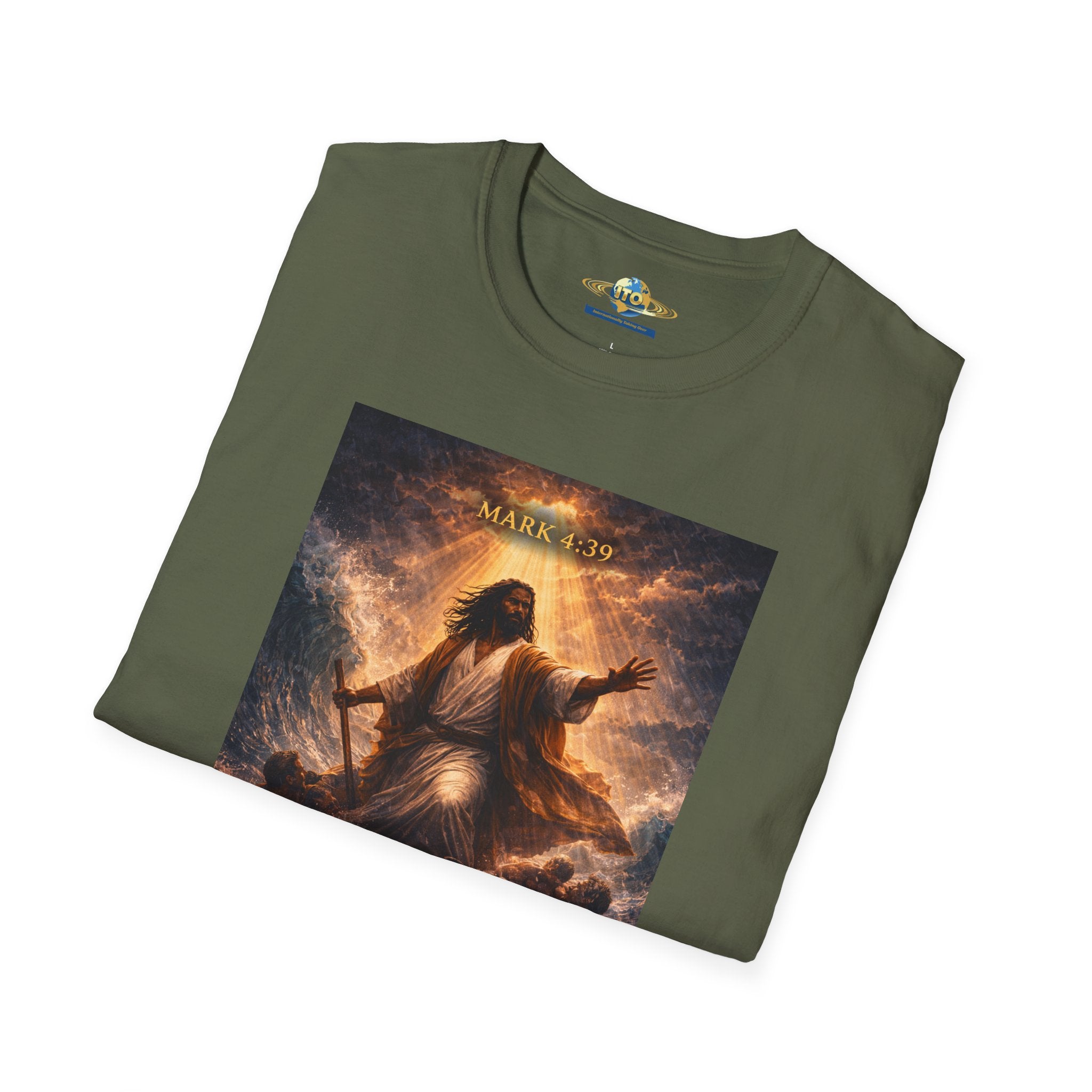 Jesus Calming the Storm T-Shirt — "Peace Be Still" Christian Faith Tee