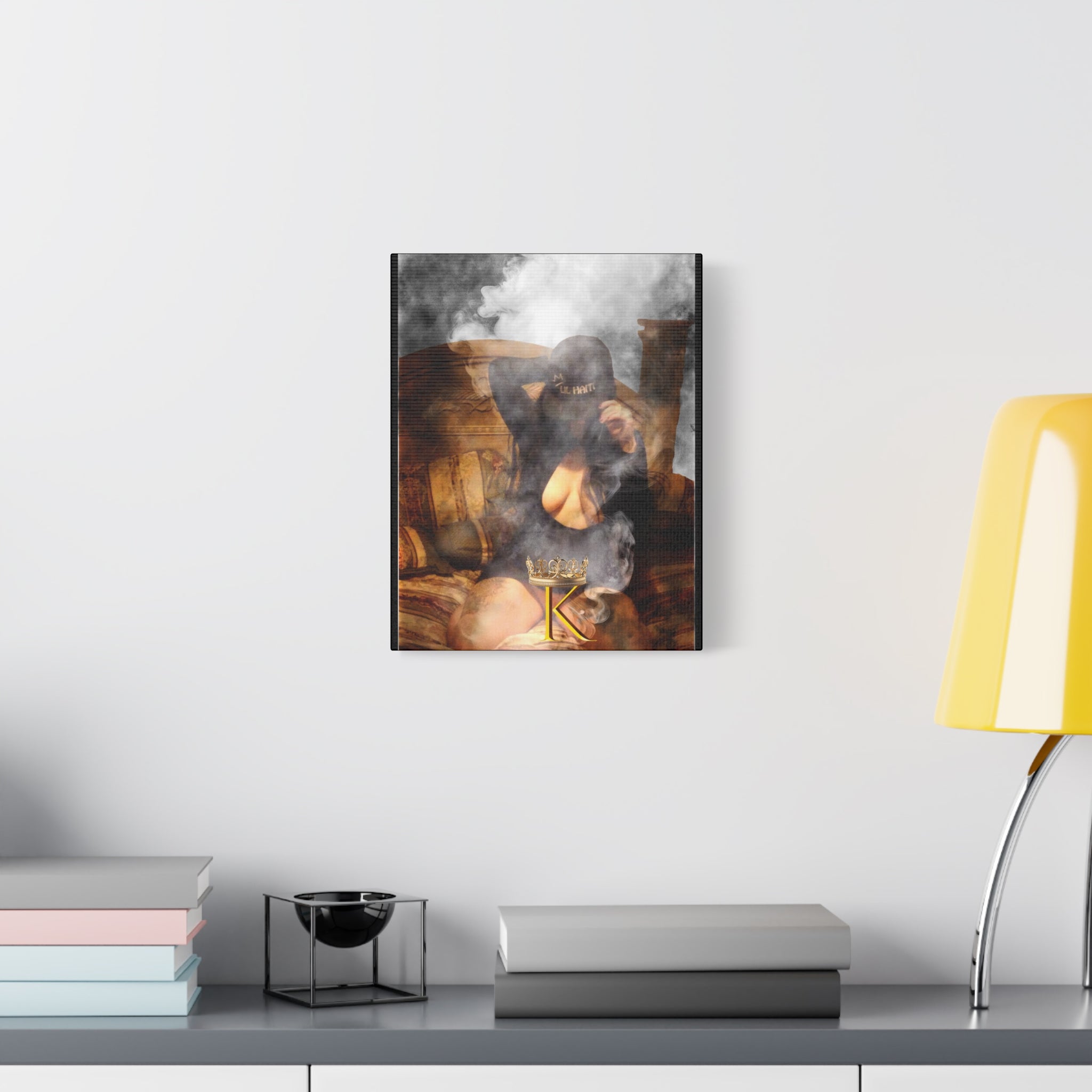 Smoky Boudoir Canvas Print — 'K' Crown Matte Stretched Wall Art