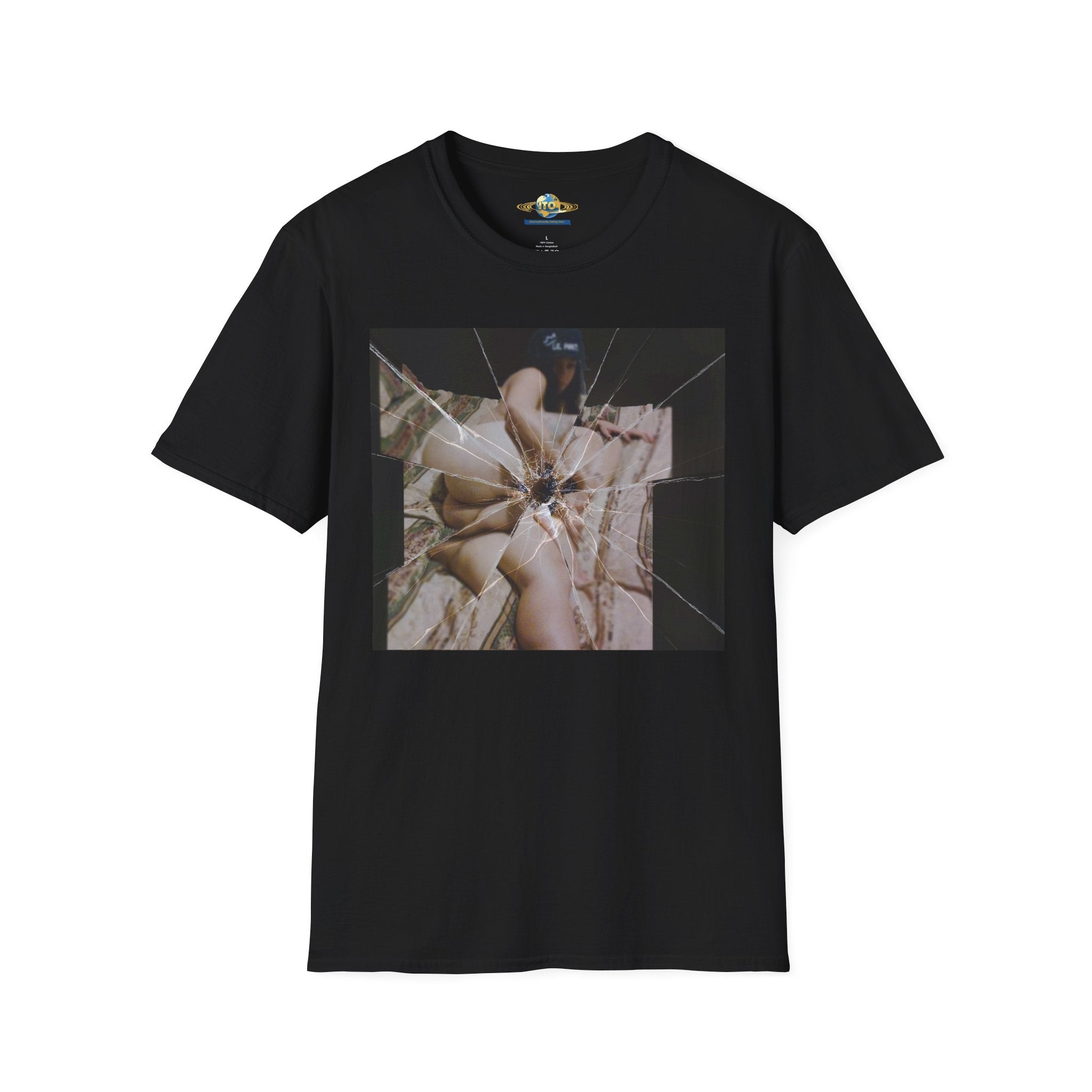 Shattered Mirror Photo Tee — Artistic Fragmented Portrait T-Shirt