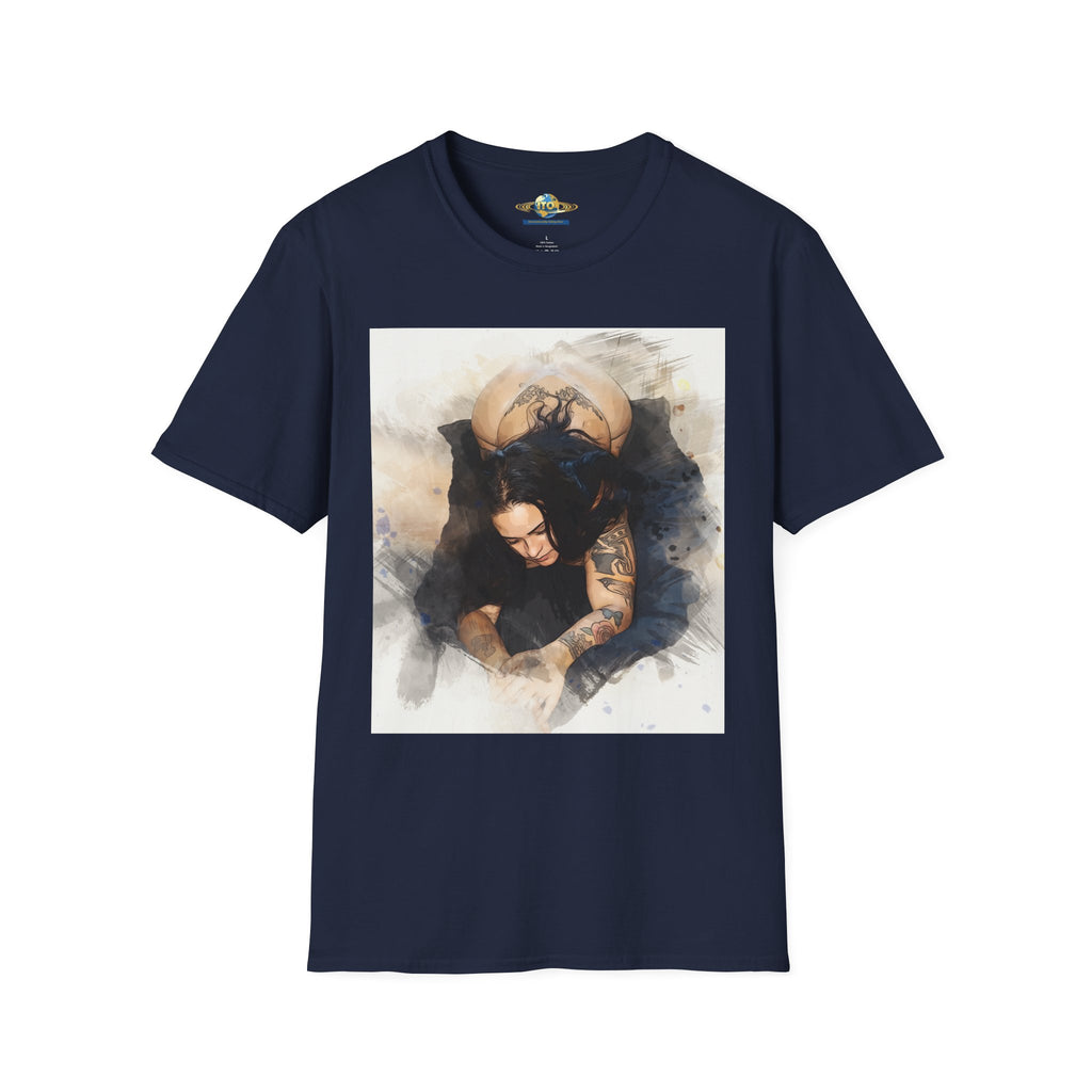 Edgy Tattooed Woman Art T-Shirt