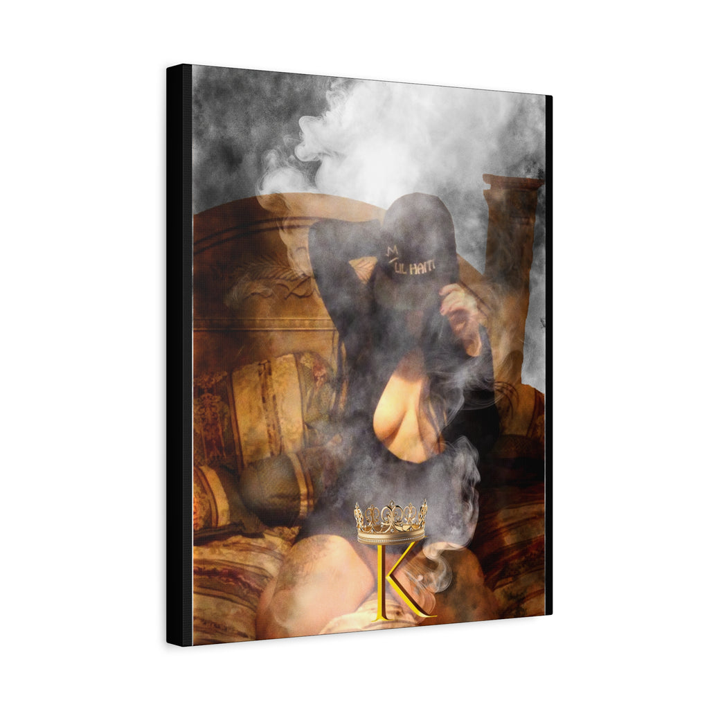 Smoky Boudoir Canvas Print — 'K' Crown Matte Stretched Wall Art