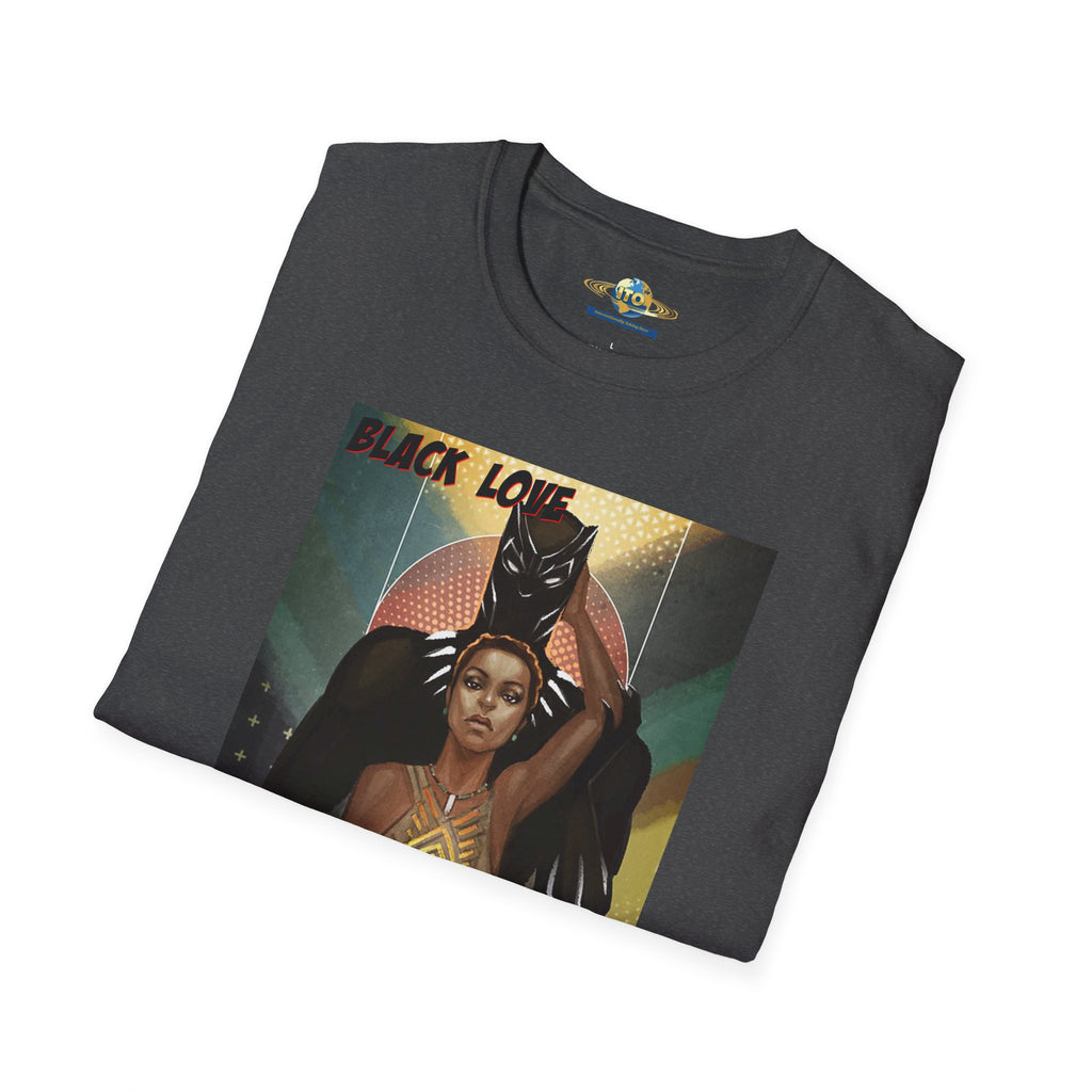Black Love Poster T-Shirt — Afrocentric Black Panther & Queen Graphic Tee
