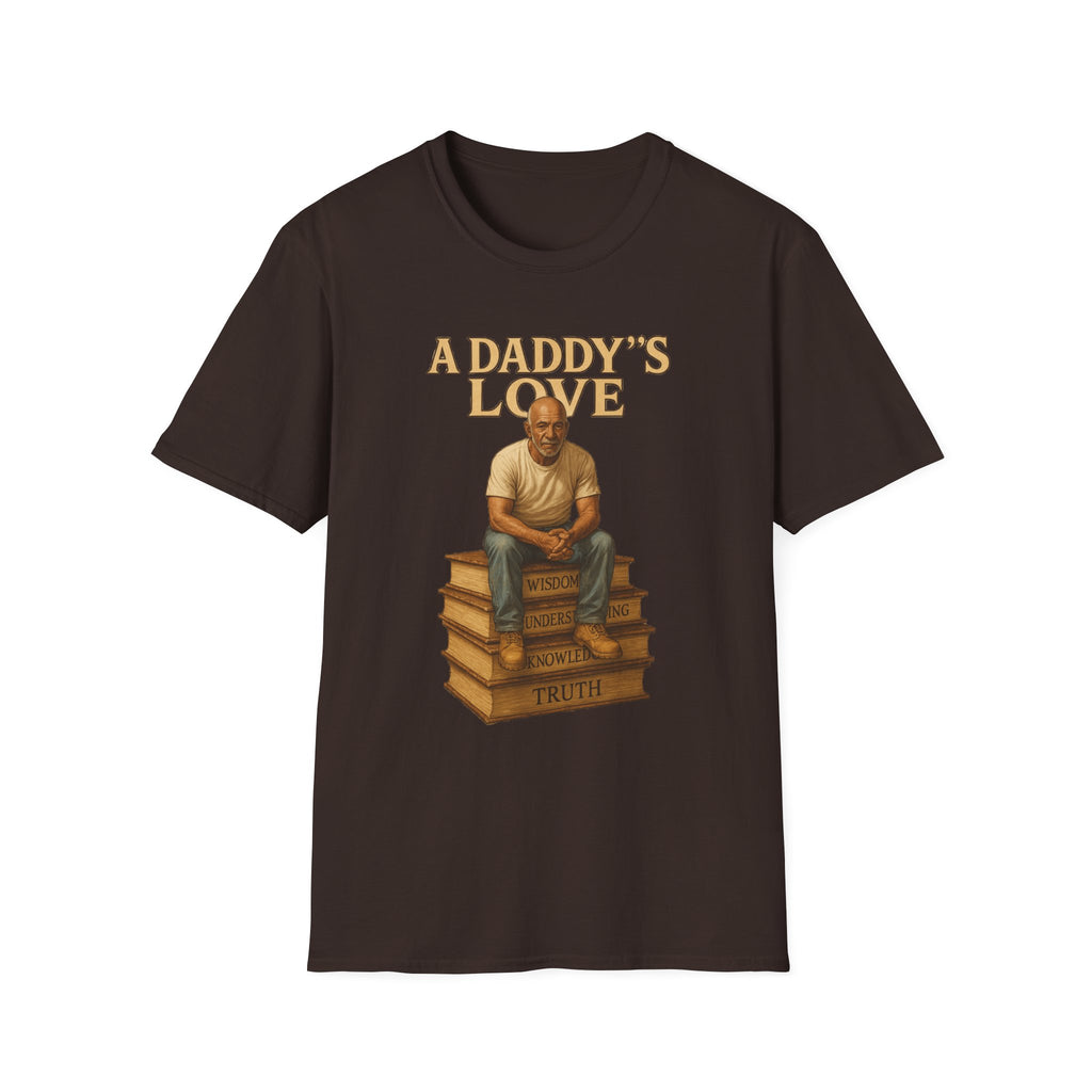 Daddy's Love T-Shirt – Vintage Dad Sitting on Books Father’s Day Tee