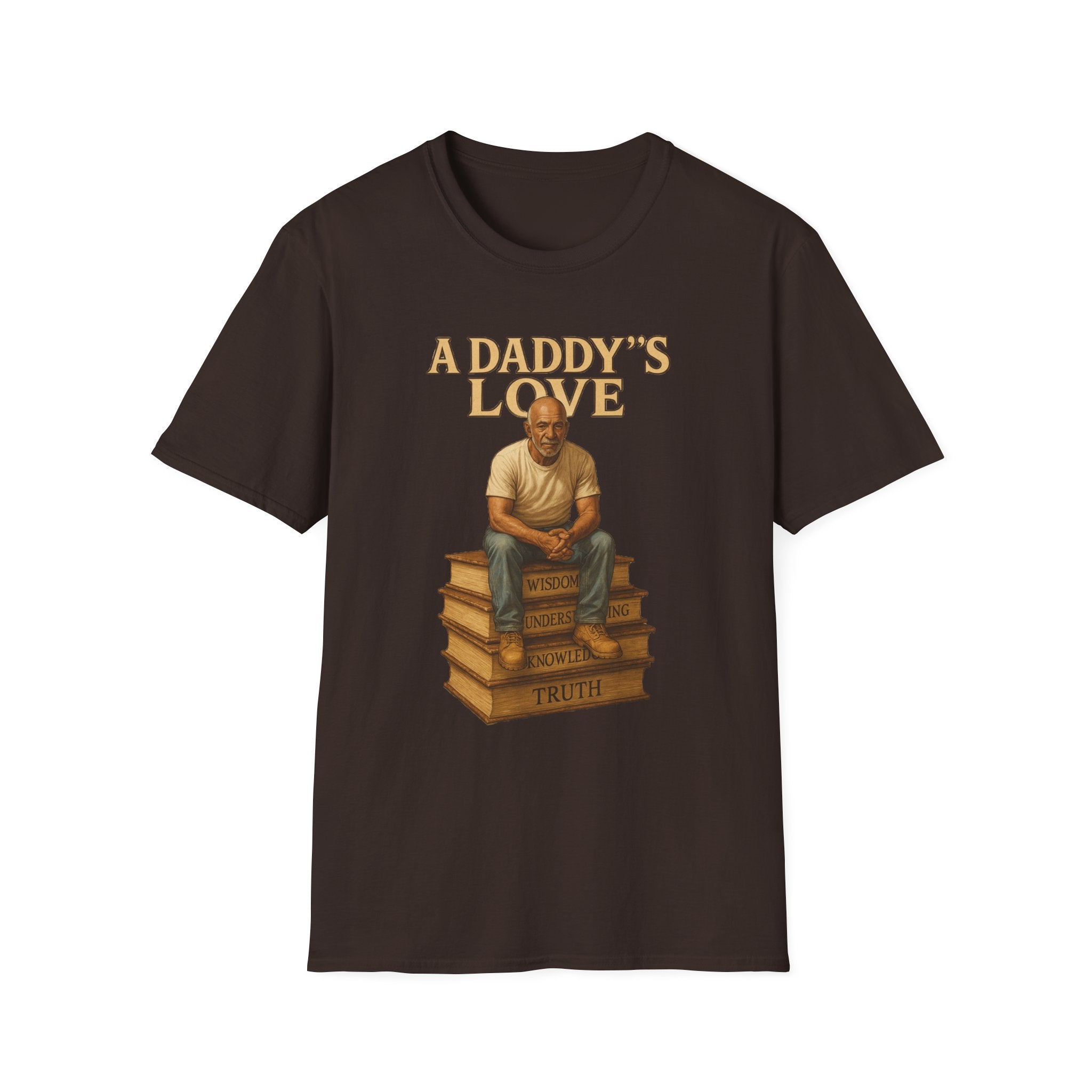 Daddy's Love T-Shirt – Vintage Dad Sitting on Books Father’s Day Tee
