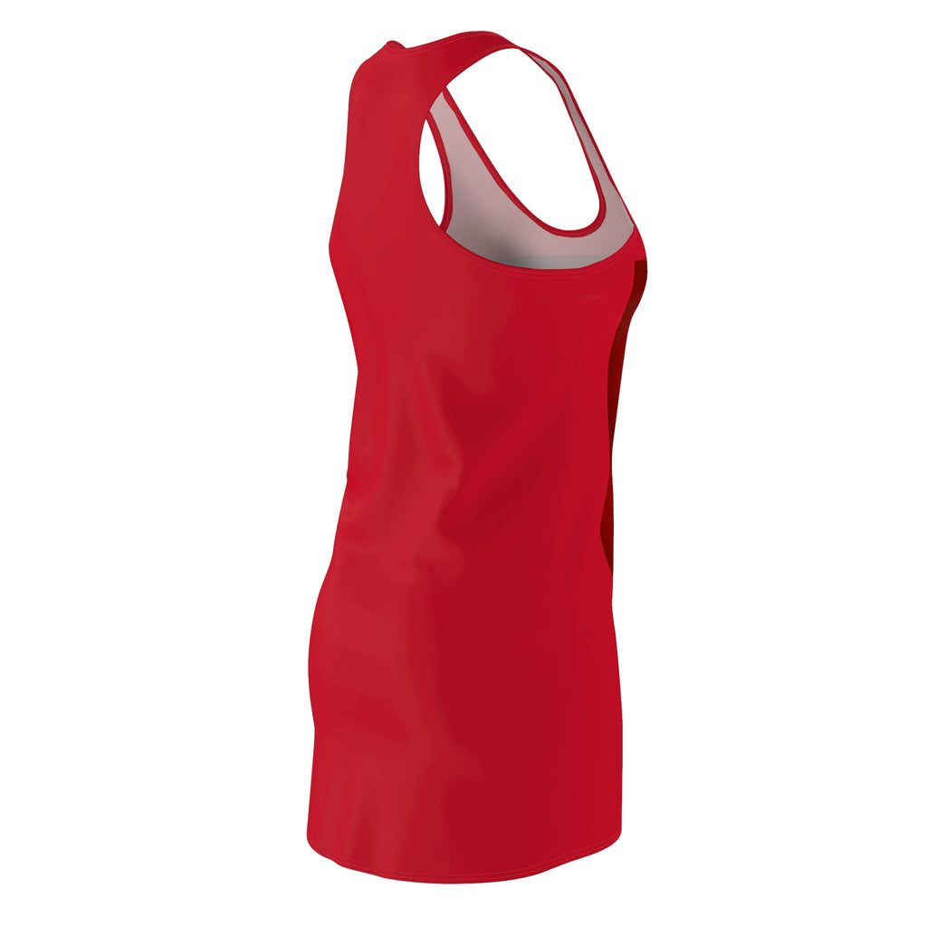 Caribbean Goddess Racerback Dress — Tropical Red AOP Sundress