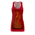 Caribbean Goddess Racerback Dress — Tropical Red AOP Sundress
