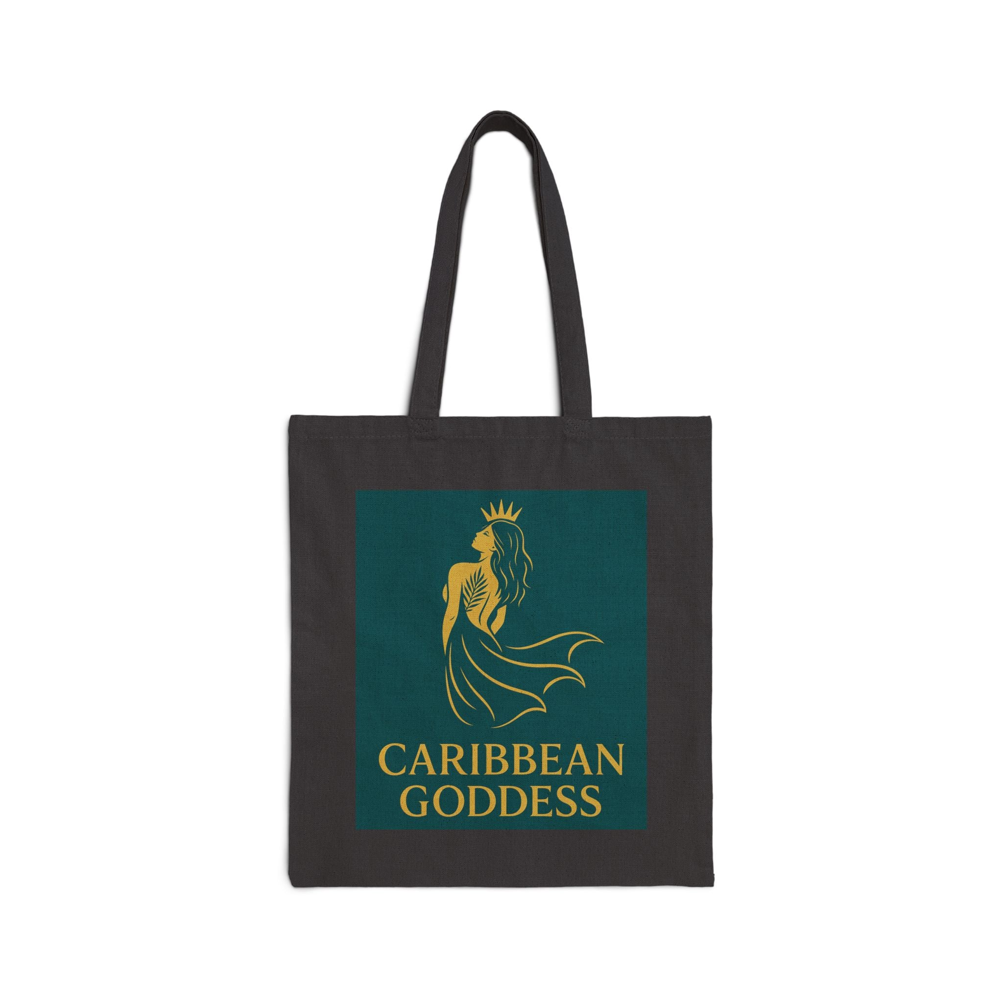 Tote Bag — Caribbean Goddess Canvas Tote (Gold Mermaid Design)