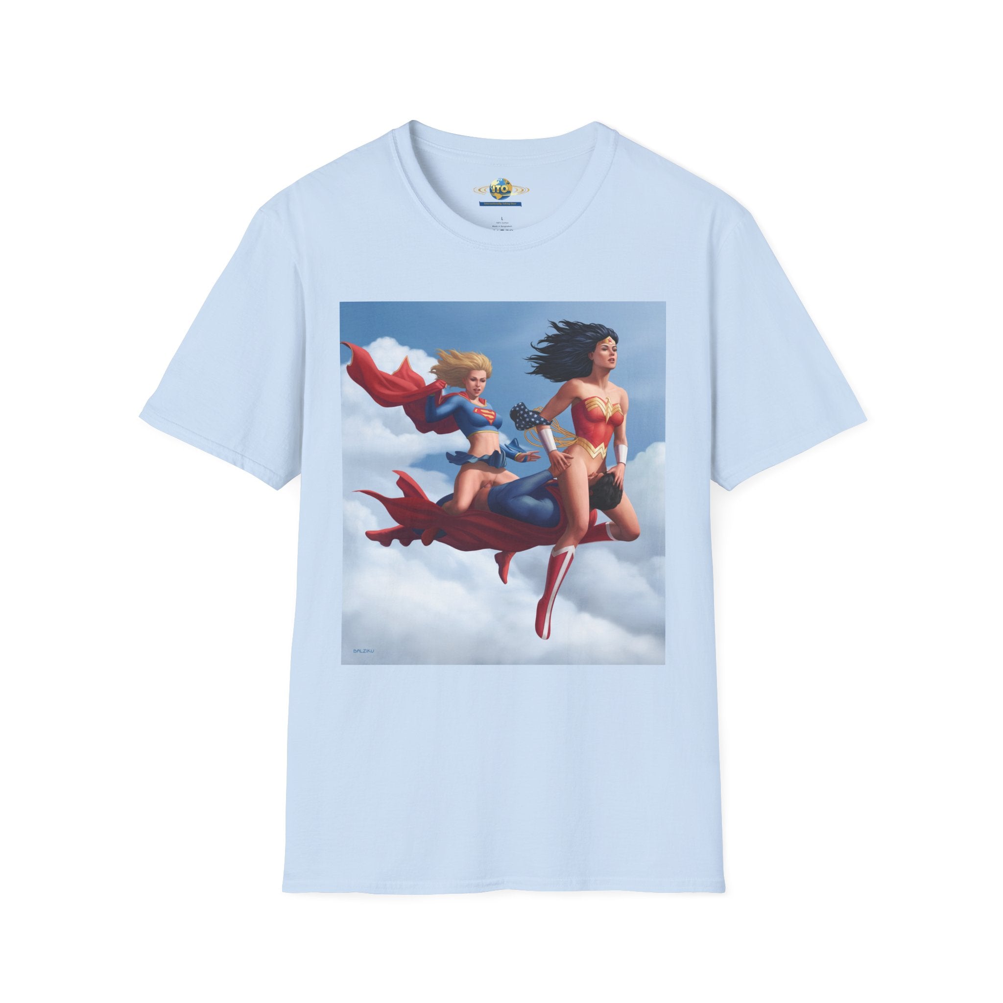 Superhero Tro T-Shirt — Vintage Flying Wonder Women Illustration
