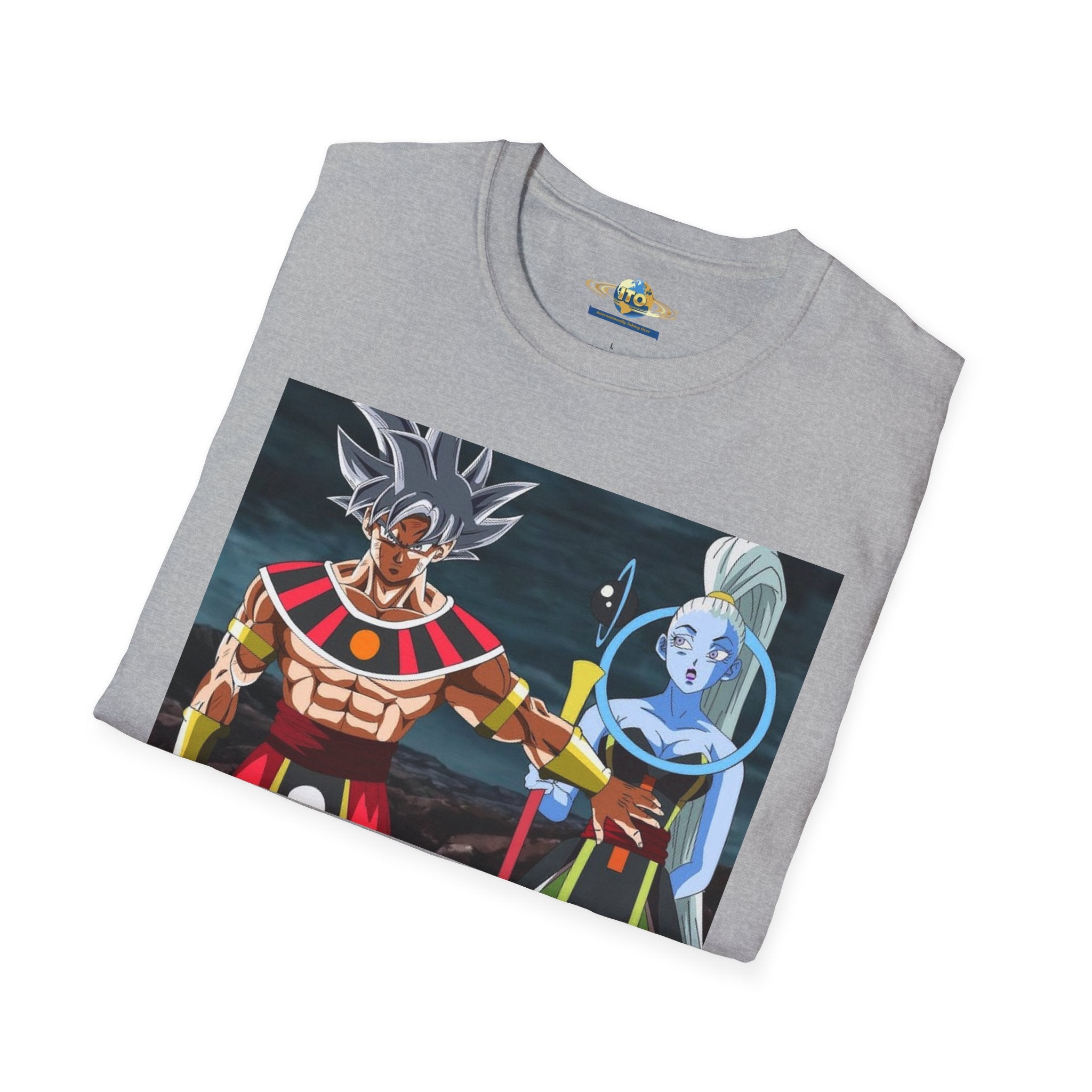 Anime God Duo T-Shirt — Fiery Saiyan & Divine Companion Graphic Tee