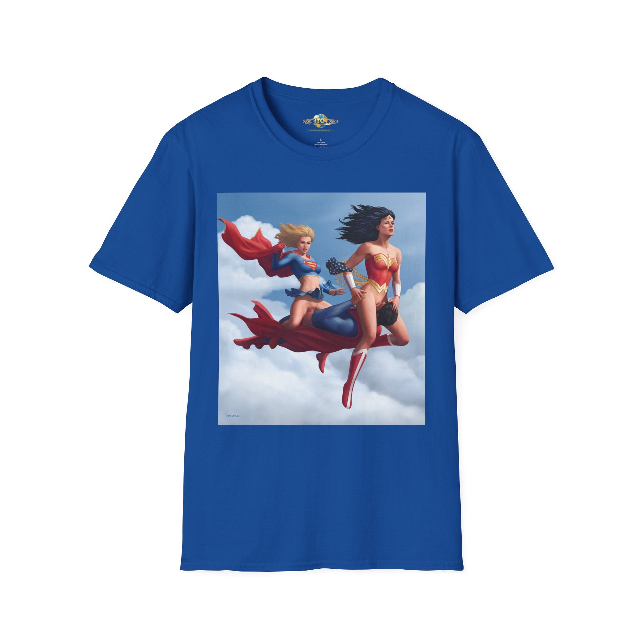 Superhero Tro T-Shirt — Vintage Flying Wonder Women Illustration