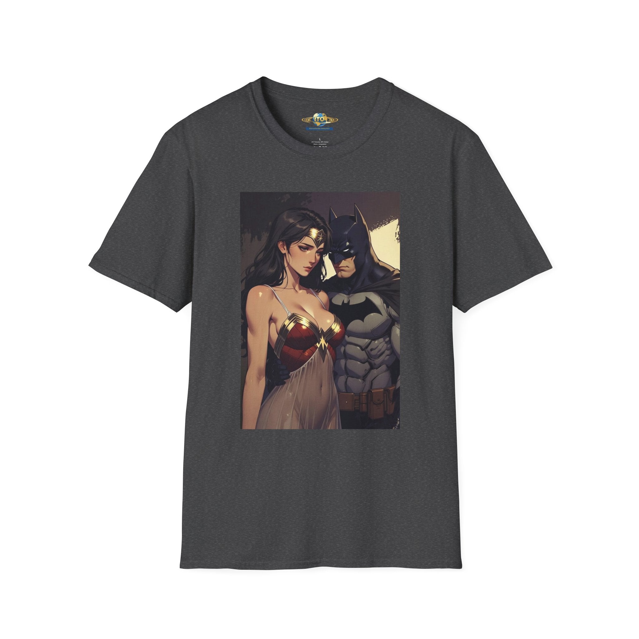 Batman & Wonder Woman Portrait T‑Shirt — Romantic Superhero Art Tee
