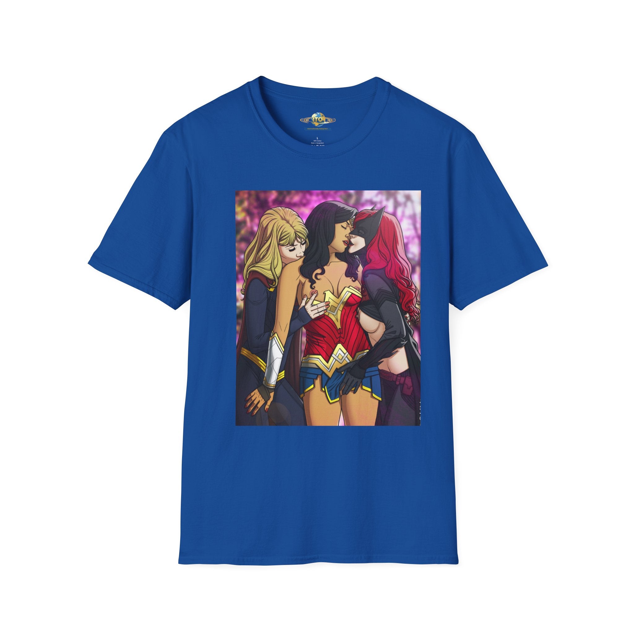 Wonder Women Kiss Graphic T-Shirt – Comic Superhero Trio Tee