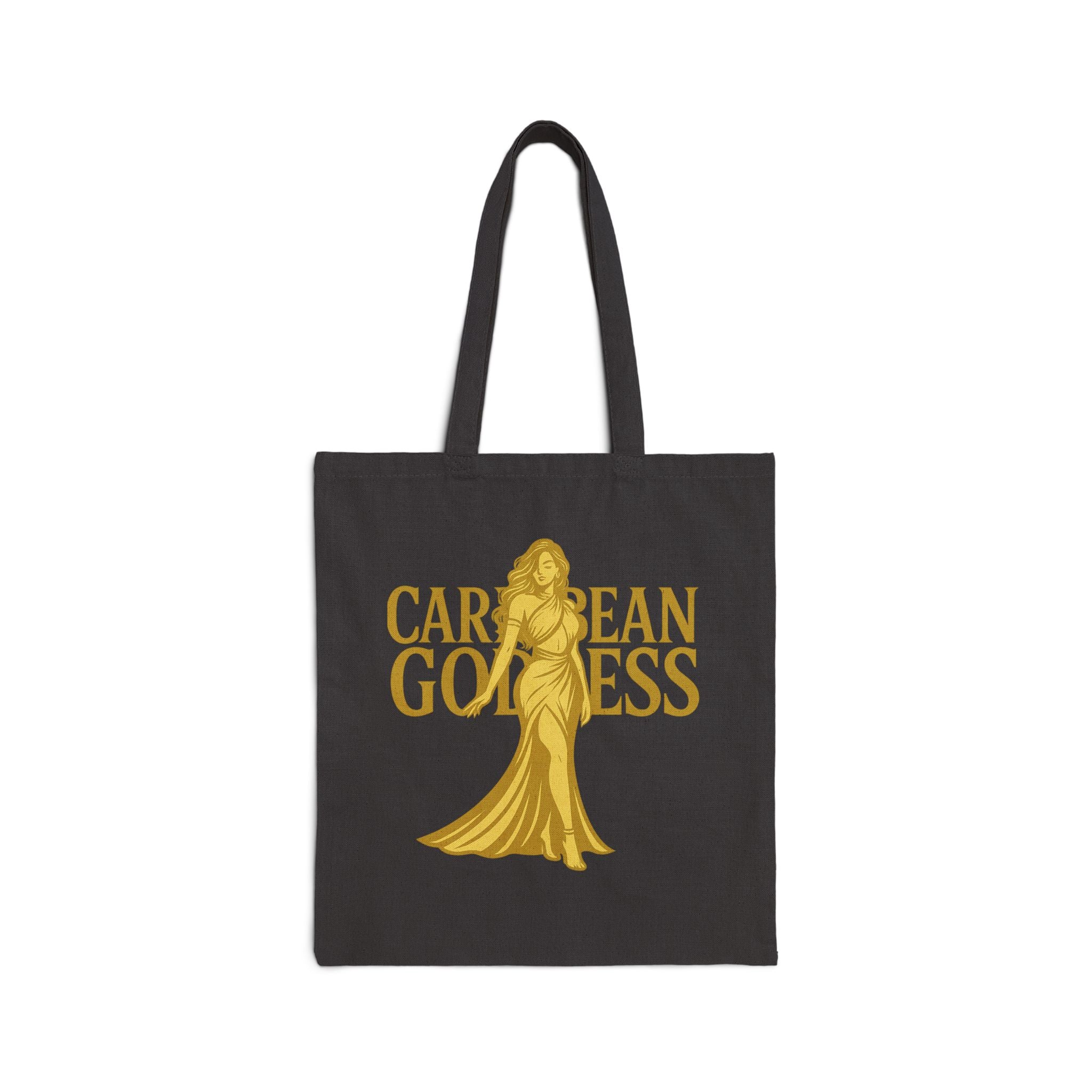 Caribbean Goddess Canvas Tote Bag — Gold Illustration Eco Shopper