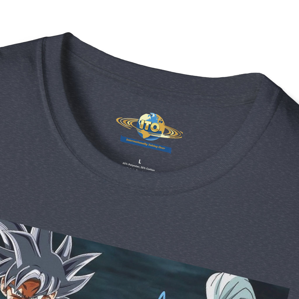 Anime God Duo T-Shirt — Fiery Saiyan & Divine Companion Graphic Tee