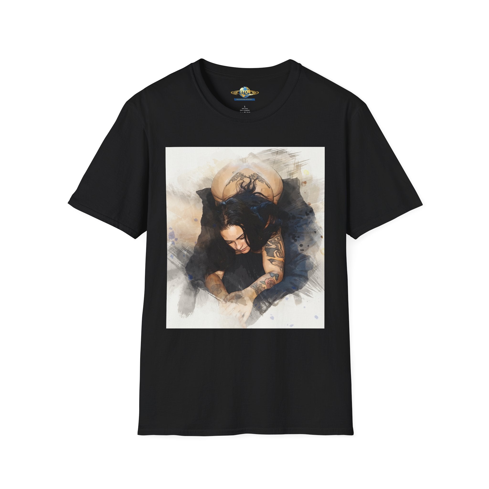 Edgy Tattooed Woman Art T-Shirt