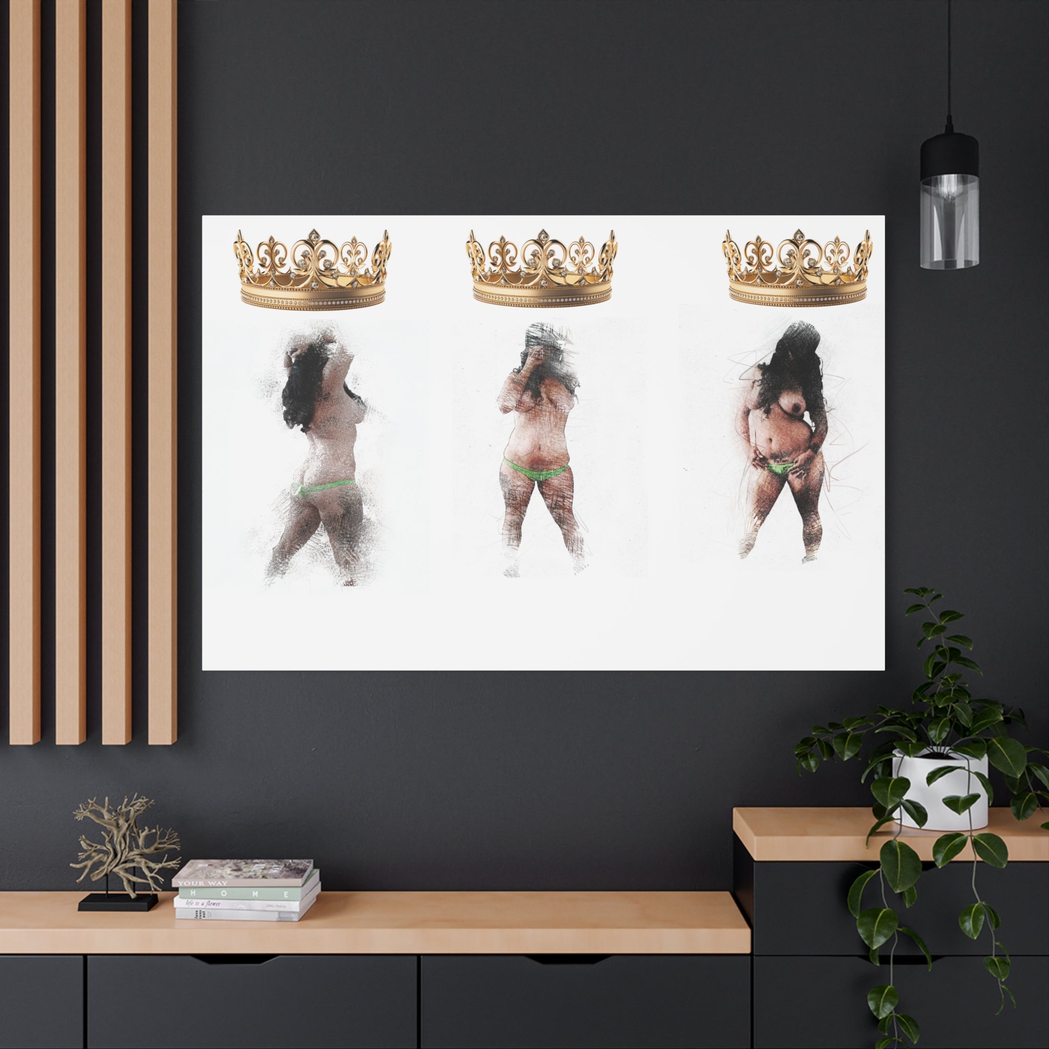 Queen Energy Canvas Print – Empowering Female Figure Art Stretched Matte