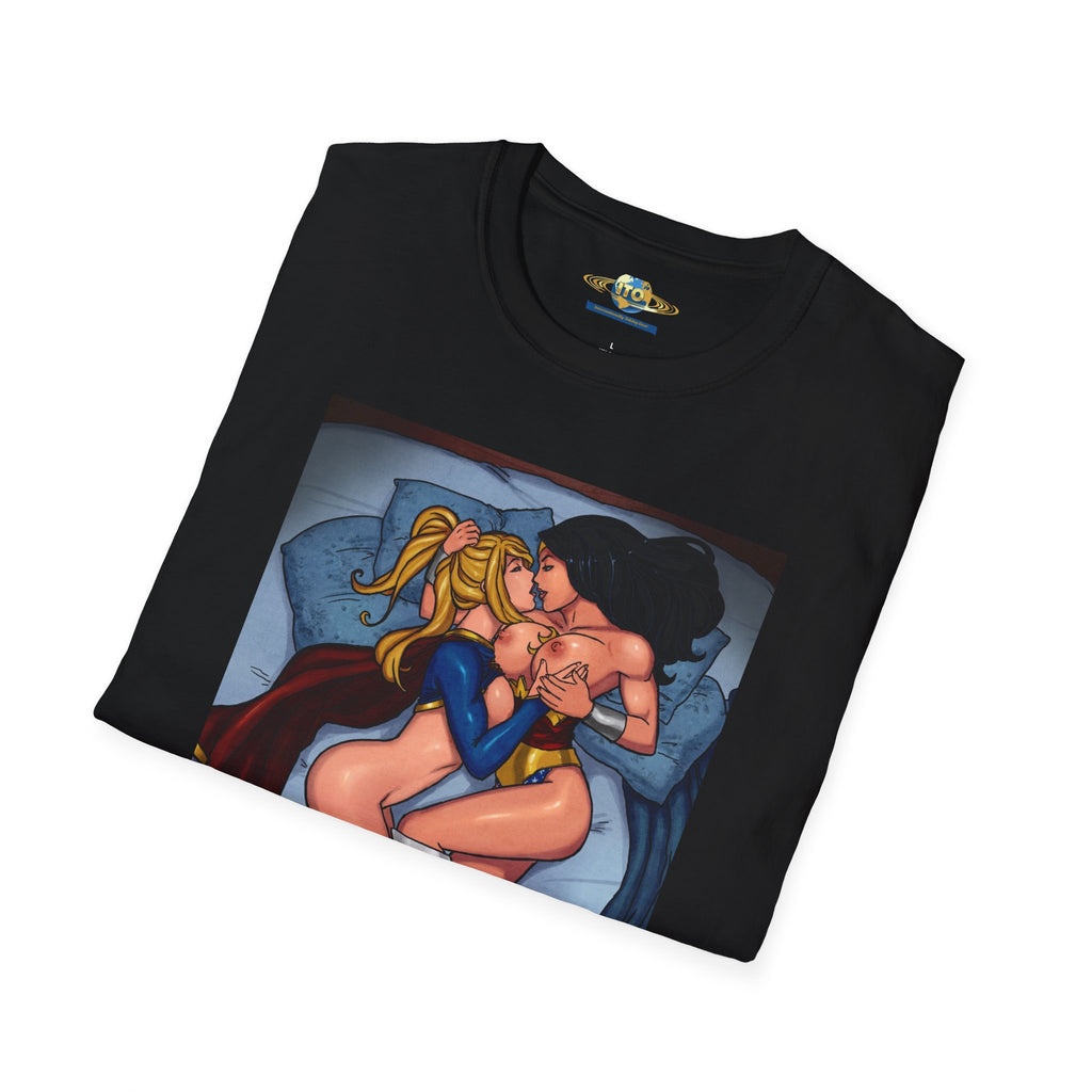 Pinup Superhero Couple T-Shirt — Sexy Comic Art Tee