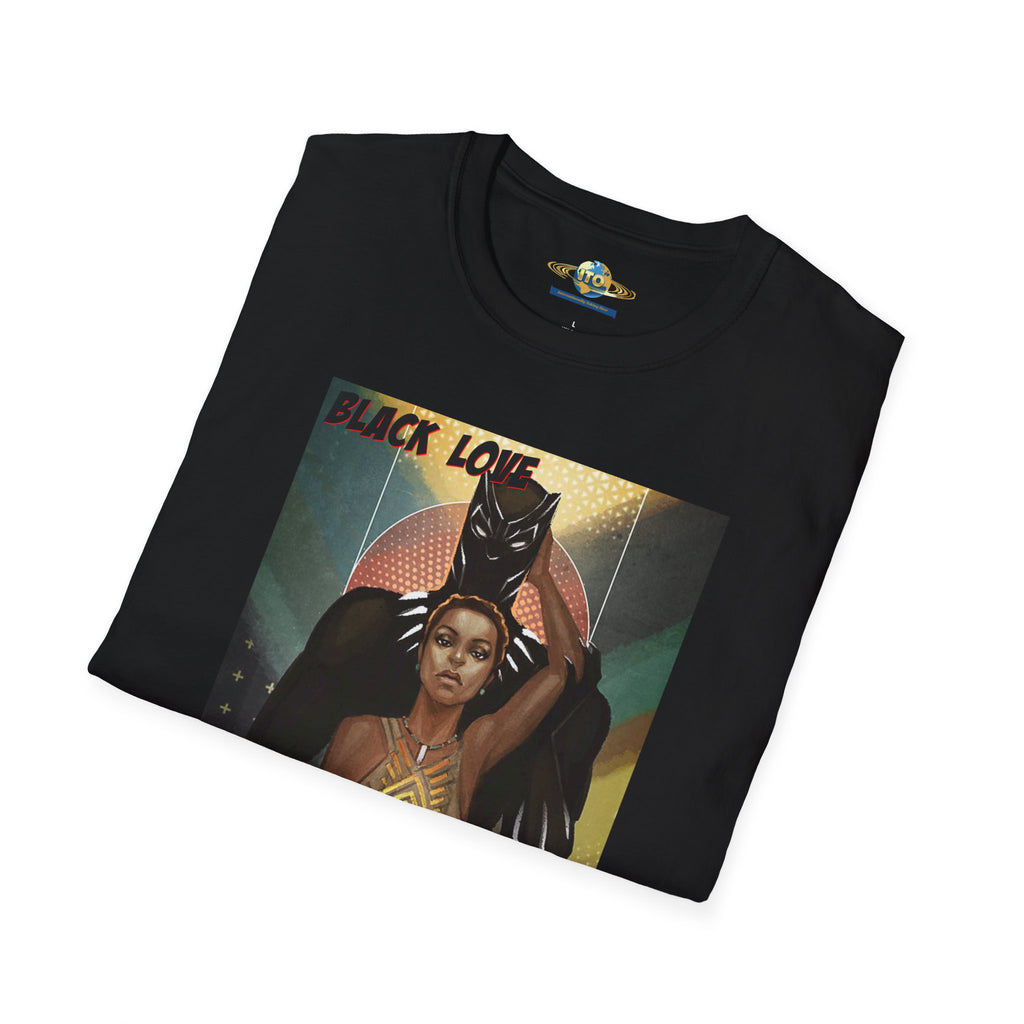 Black Love Poster T-Shirt — Afrocentric Black Panther & Queen Graphic Tee