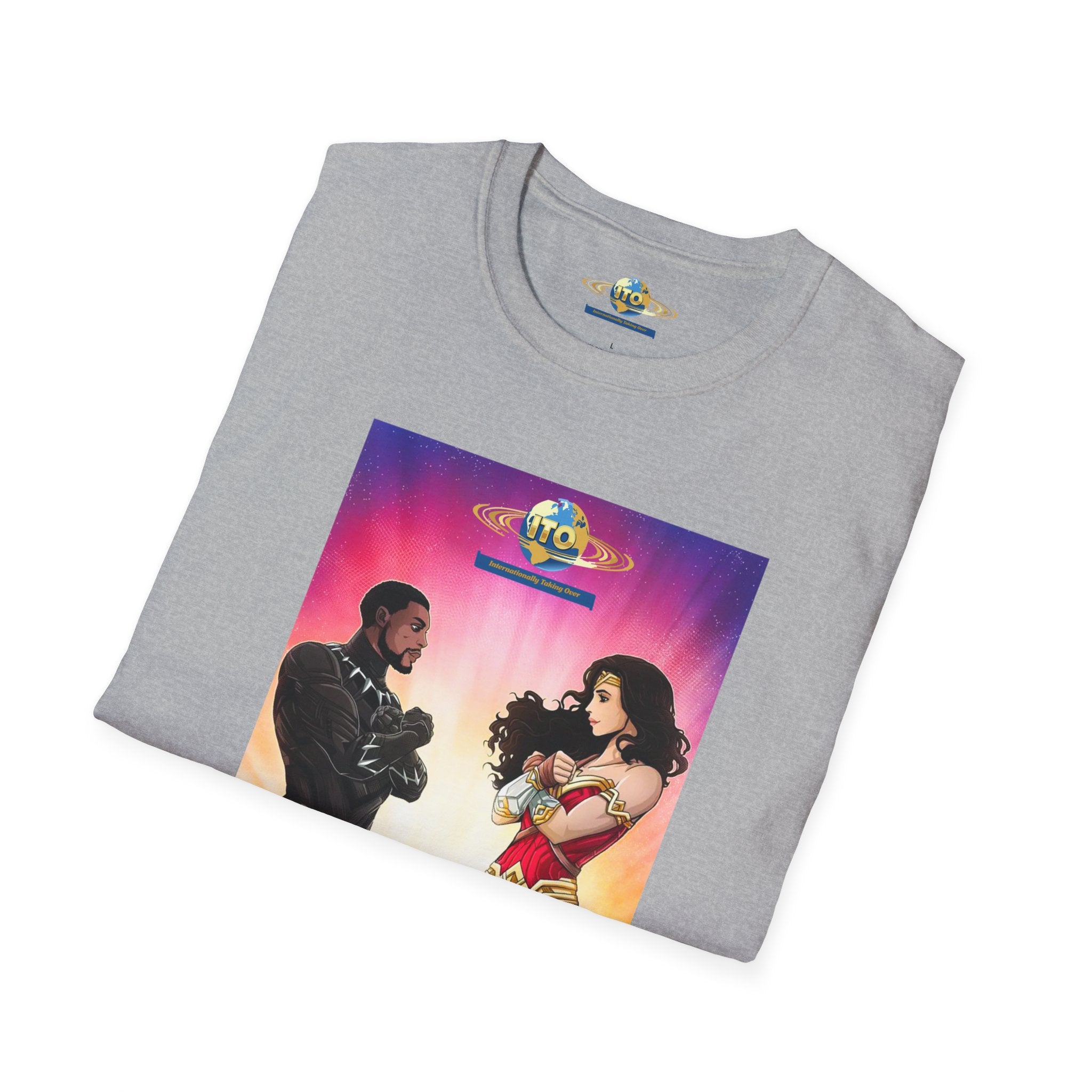 Superhero Showdown T-Shirt — Retro Comic Style Hero vs Hero Tee