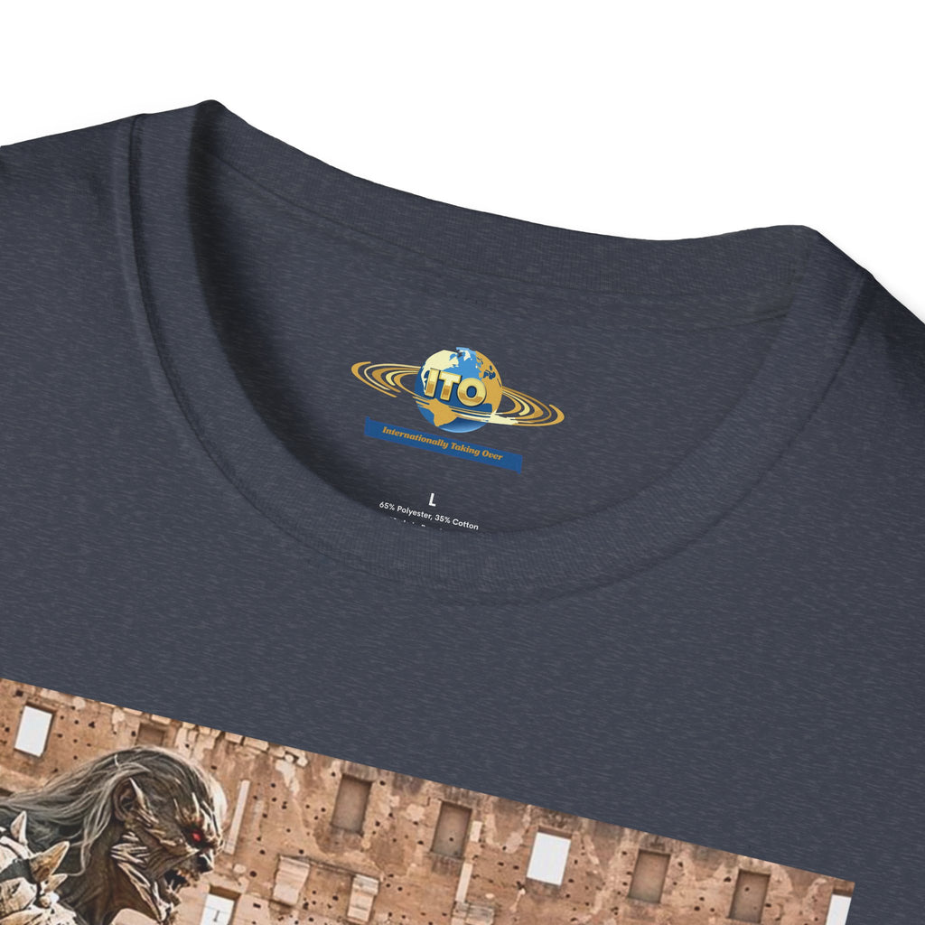 Fantasy Heroes Faceoff T-Shirt — Epic Gladiator Arena Scene