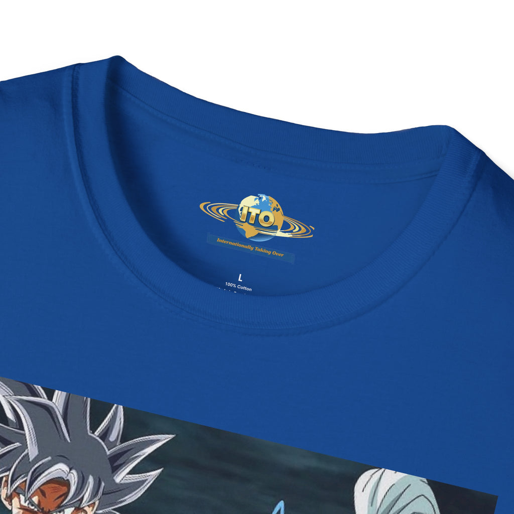 Anime God Duo T-Shirt — Fiery Saiyan & Divine Companion Graphic Tee