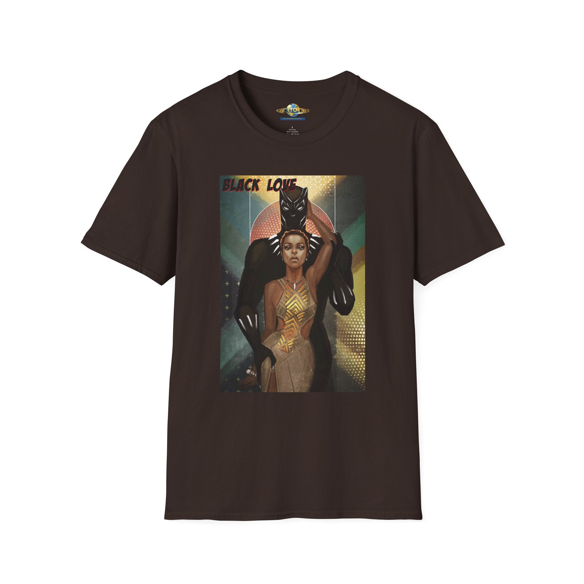 Black Love Poster T-Shirt — Afrocentric Black Panther & Queen Graphic Tee