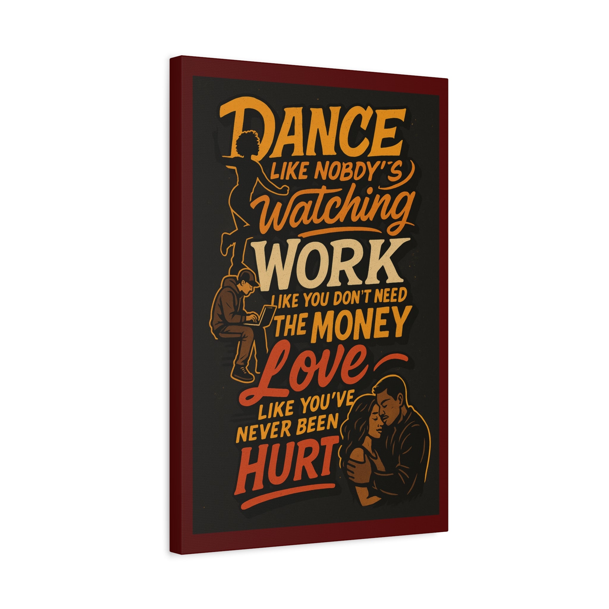 Motivational Quote Canvas — “Dance Like Nobody’s Watching” Stretched Matte Wall Art