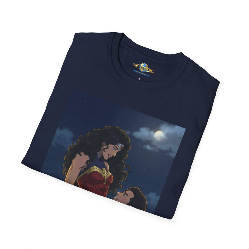 Wonder Woman & Superman Romantic Illustration T-Shirt — Night Sky Couples Tee