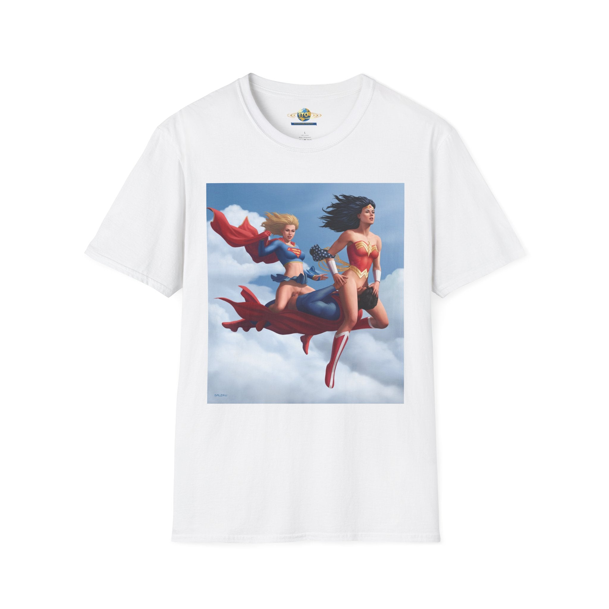 Superhero Tro T-Shirt — Vintage Flying Wonder Women Illustration