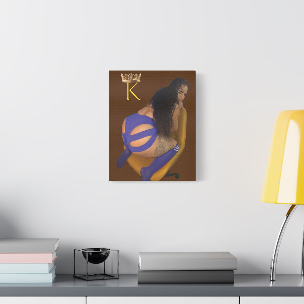 Seductive Queen Canvas Art – ’K’ Crown Pin-Up Matte Stretched Print