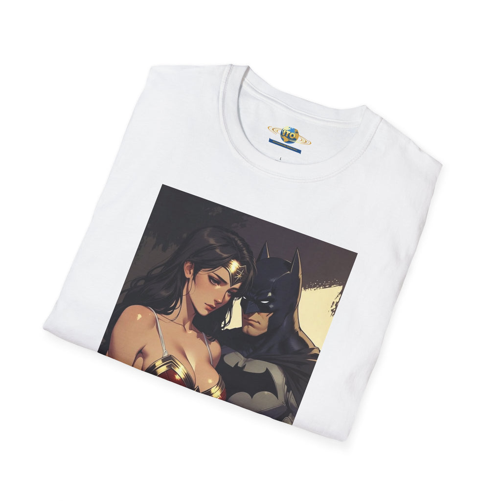 Batman & Wonder Woman Portrait T‑Shirt — Romantic Superhero Art Tee