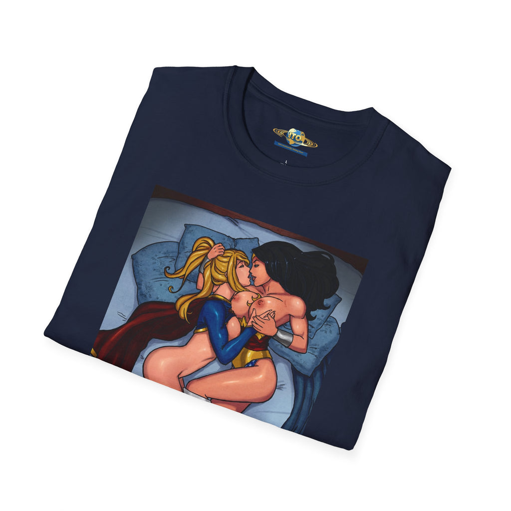 Pinup Superhero Couple T-Shirt — Sexy Comic Art Tee