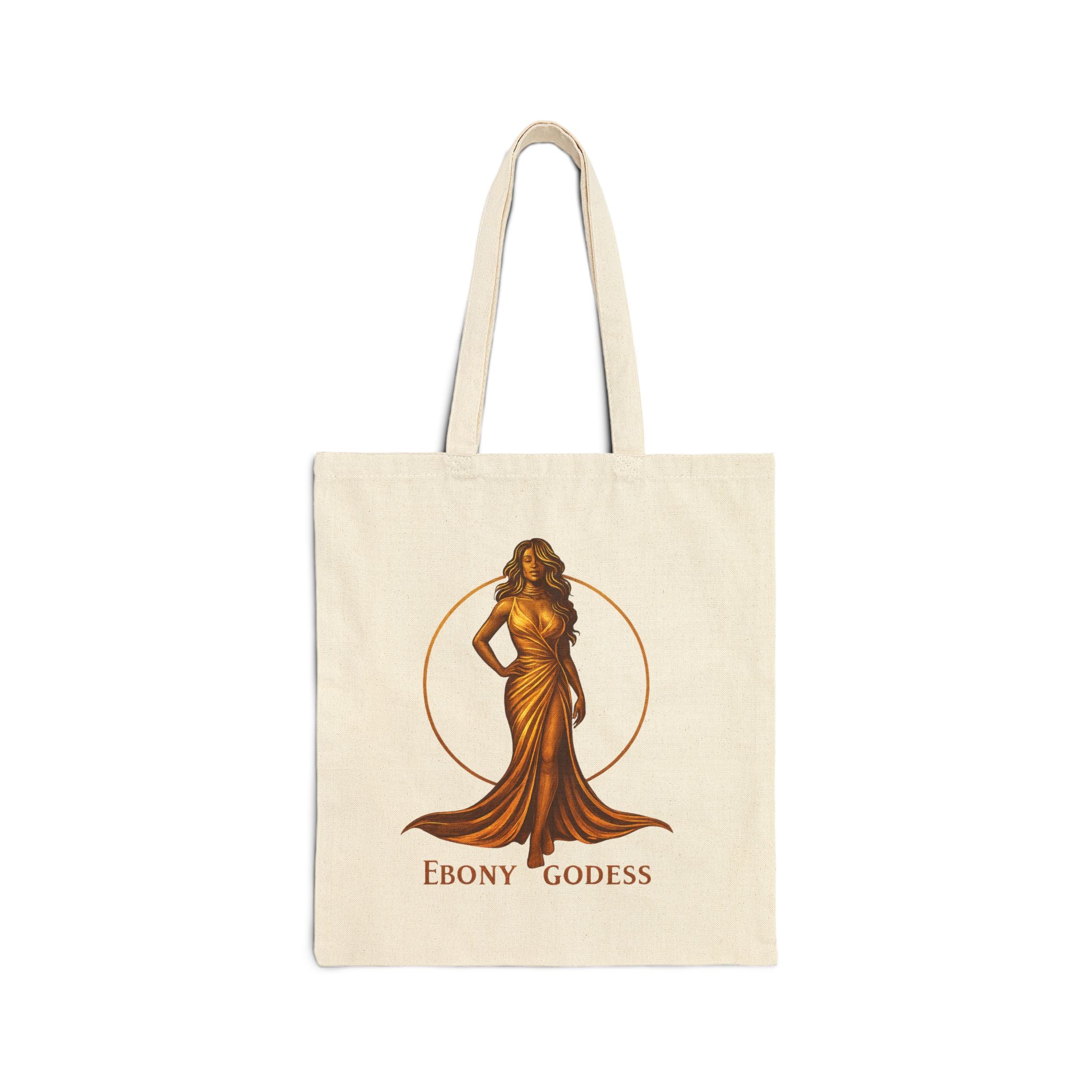 Ebony Goddess Canvas Tote Bag — Elegant Black Woman Art Grocery & Everyday Tote