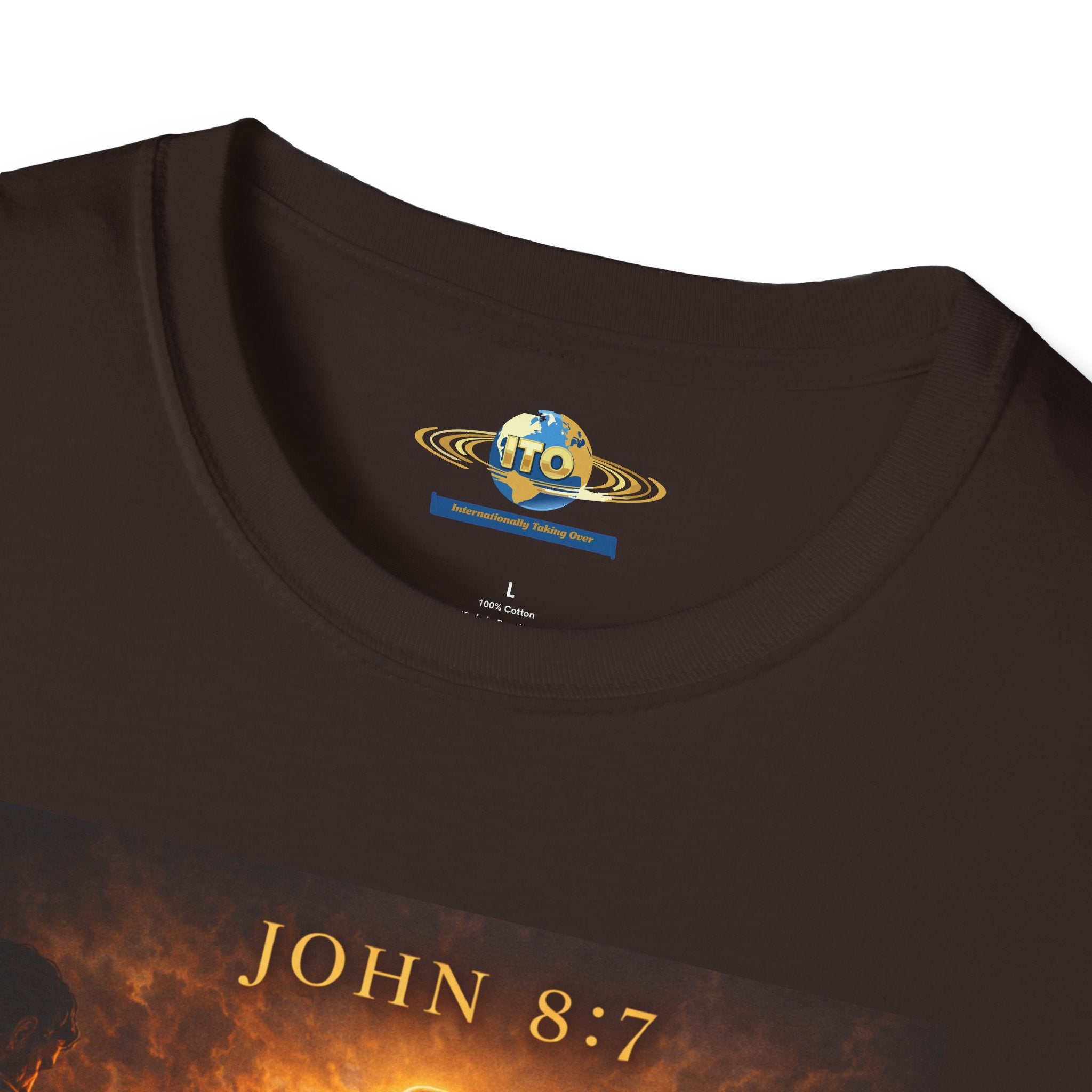 T-Shirt — John 8:7 Inspired Christian Faith Graphic Tee (Be Without Sin)