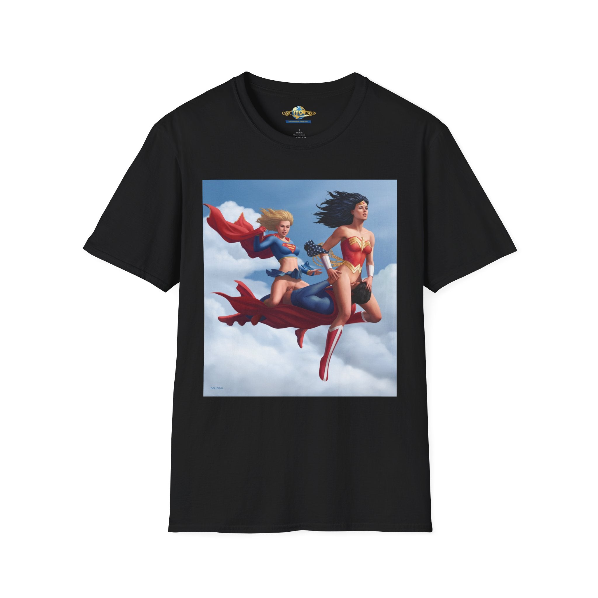 Superhero Tro T-Shirt — Vintage Flying Wonder Women Illustration