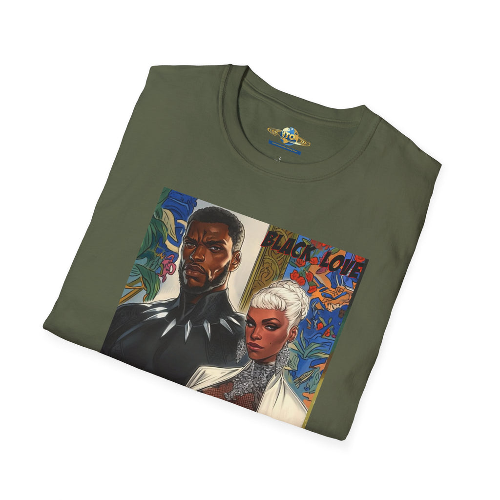 Art Print T‑Shirt — Bold Superhero Couple Portrait Tee
