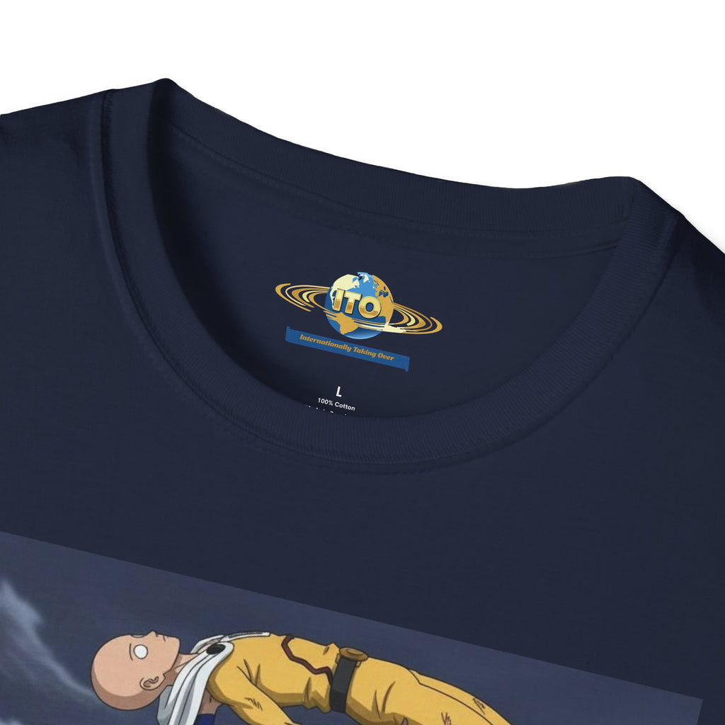 Graphic T-Shirt — Superhero Pose Lifting Villain Illustration