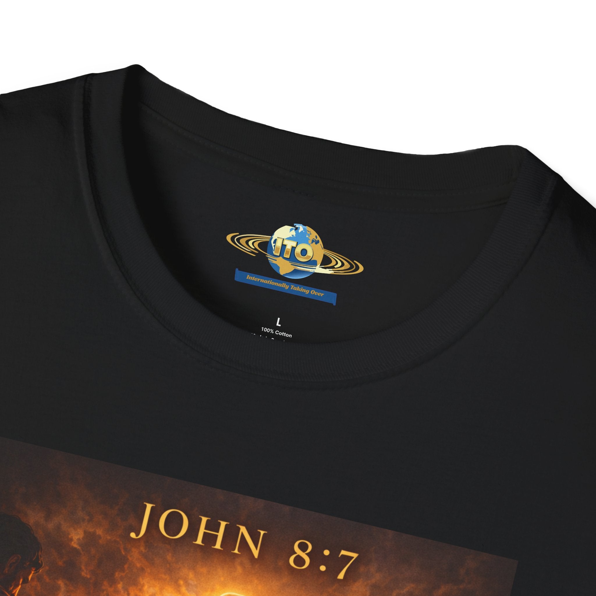 T-Shirt — John 8:7 Inspired Christian Faith Graphic Tee (Be Without Sin)
