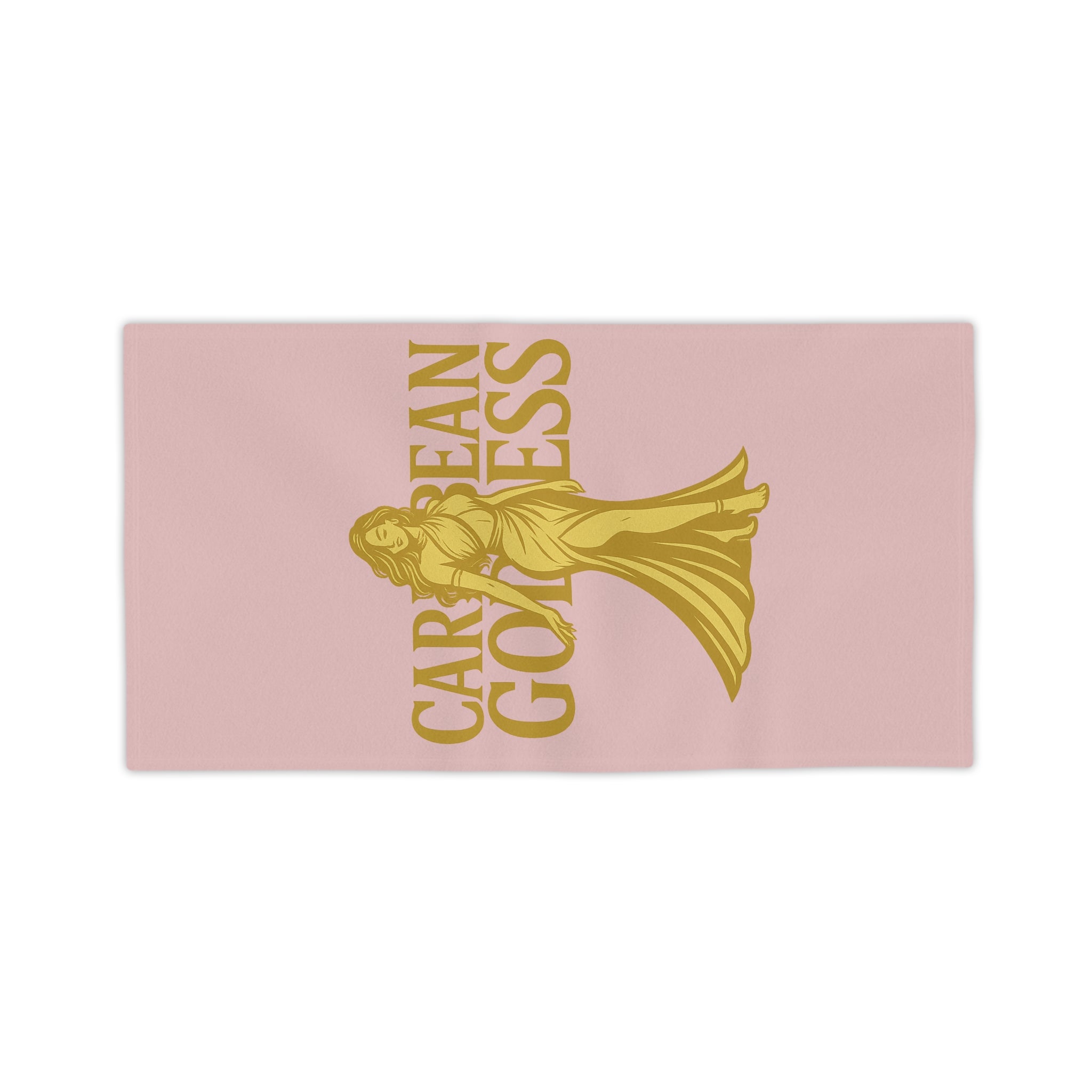 Caribbean Goddess Beach Towel — Pink & Gold Tropical Luxury Towel